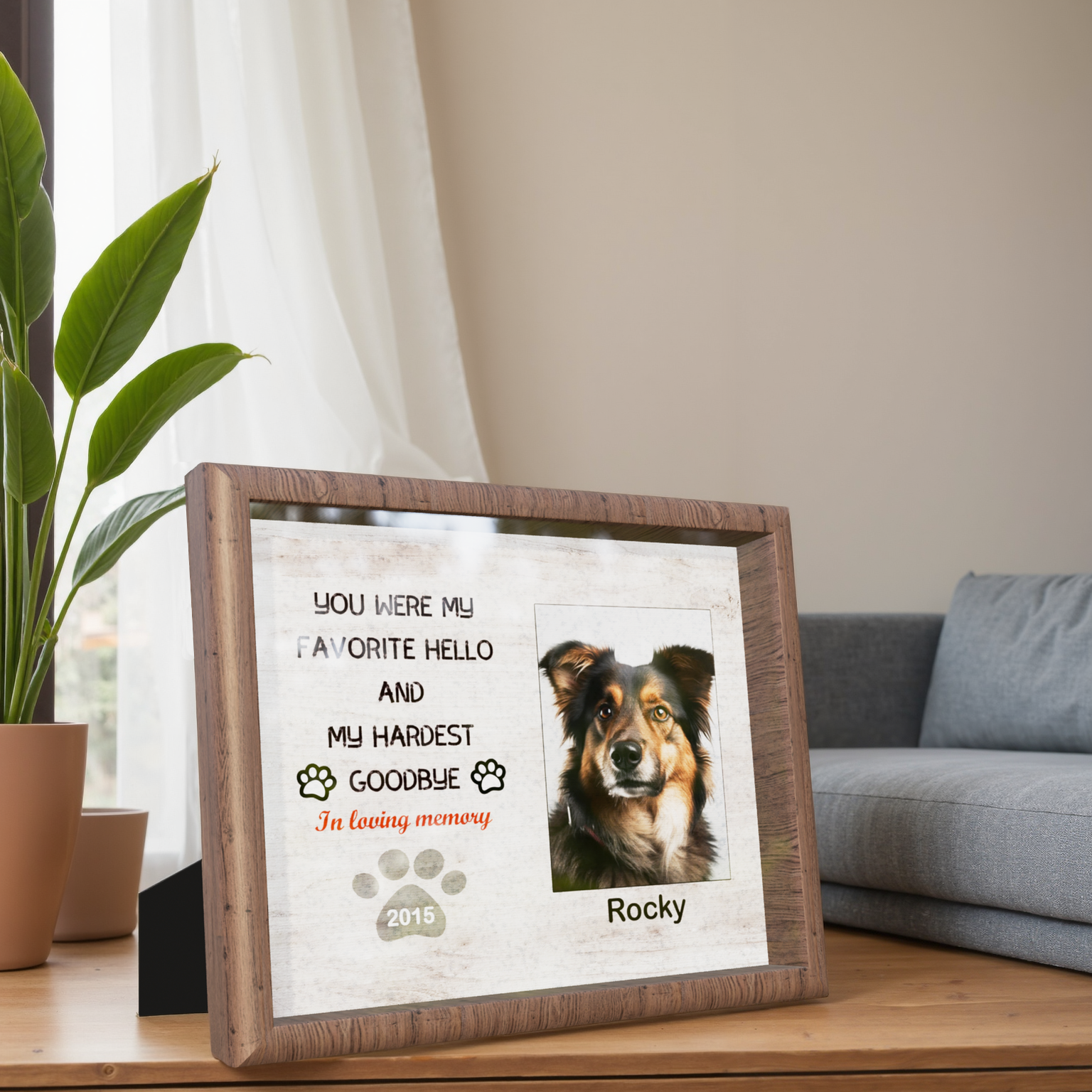 Tabletop Framed Flat‑Mounted Canvas Print With Protector - Custom Print Pet Memorial