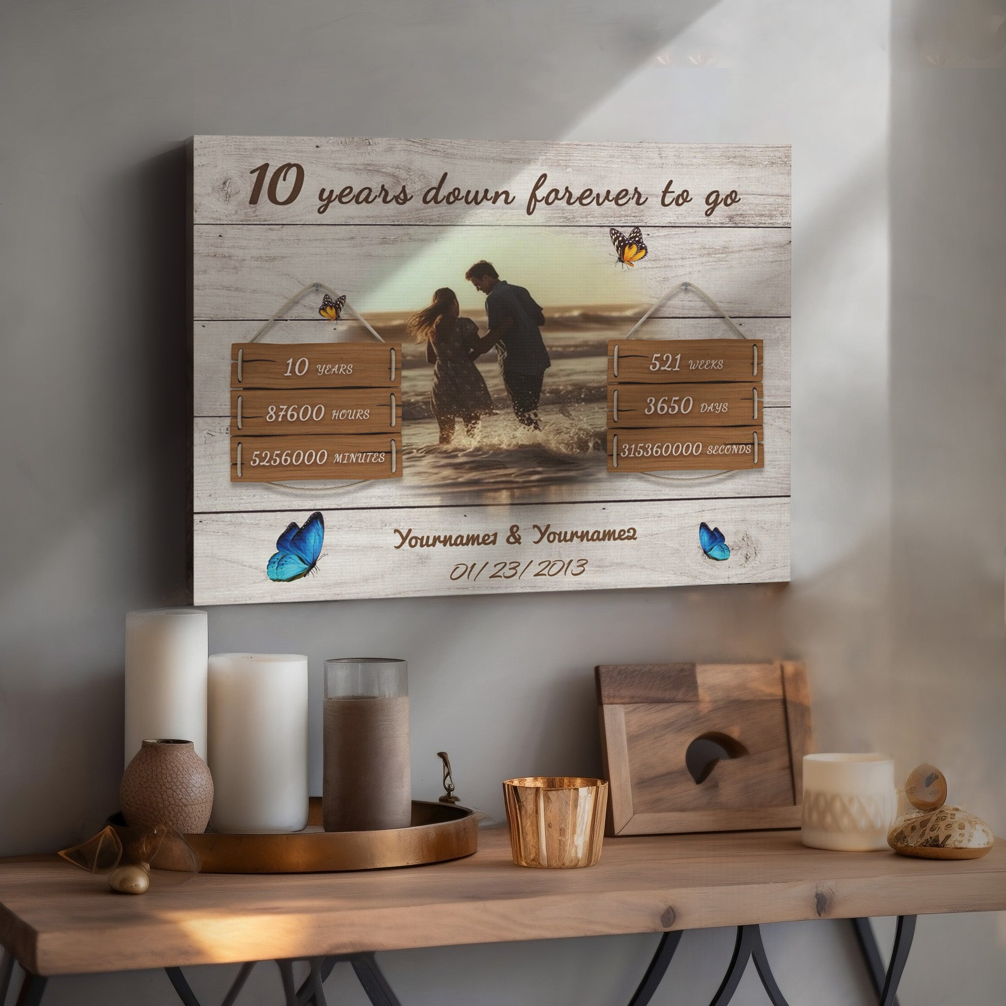 Every Second - 10 Year Anniversary Custom Canvas Gift