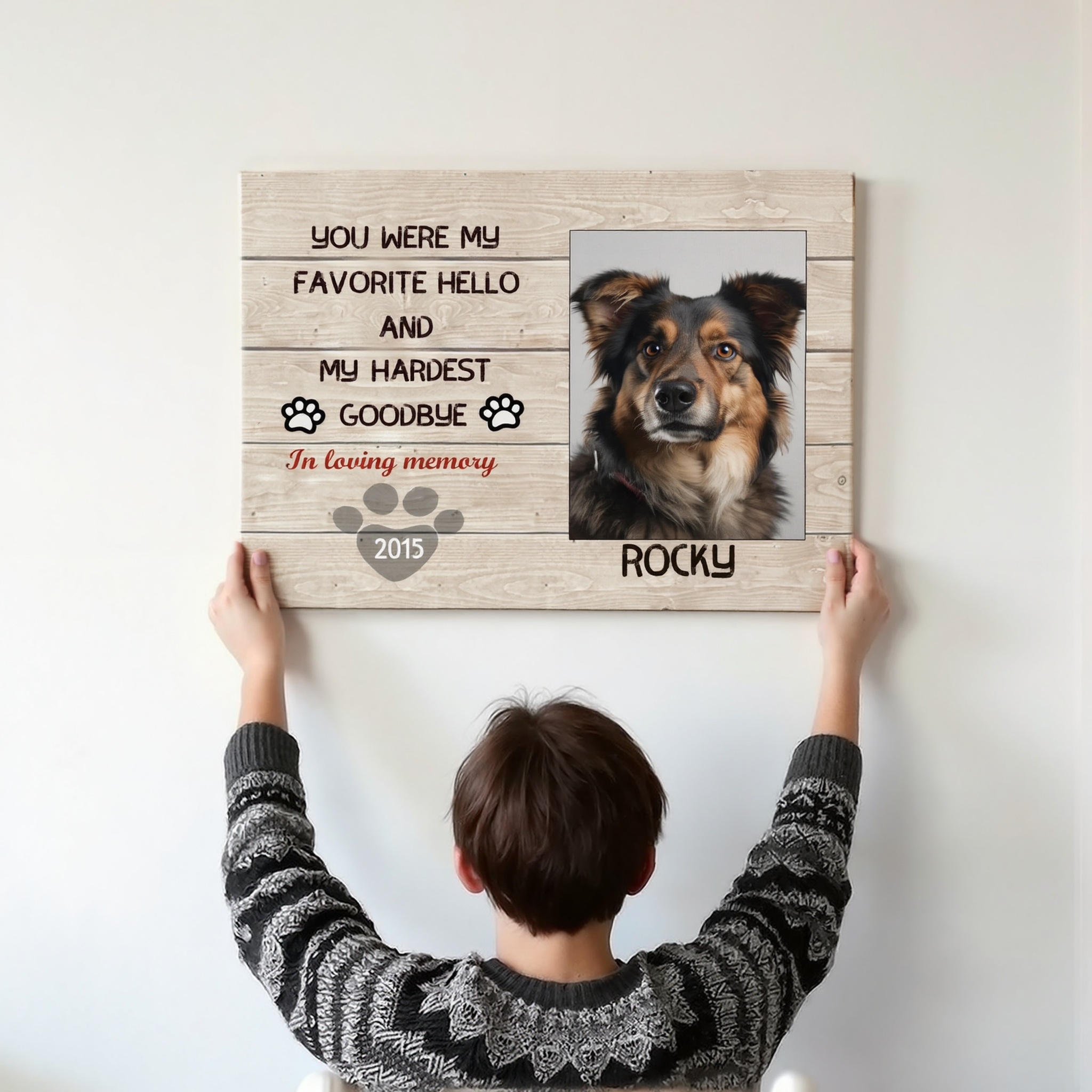 Tabletop Framed Flat‑Mounted Canvas Print With Protector - Custom Print Pet Memorial