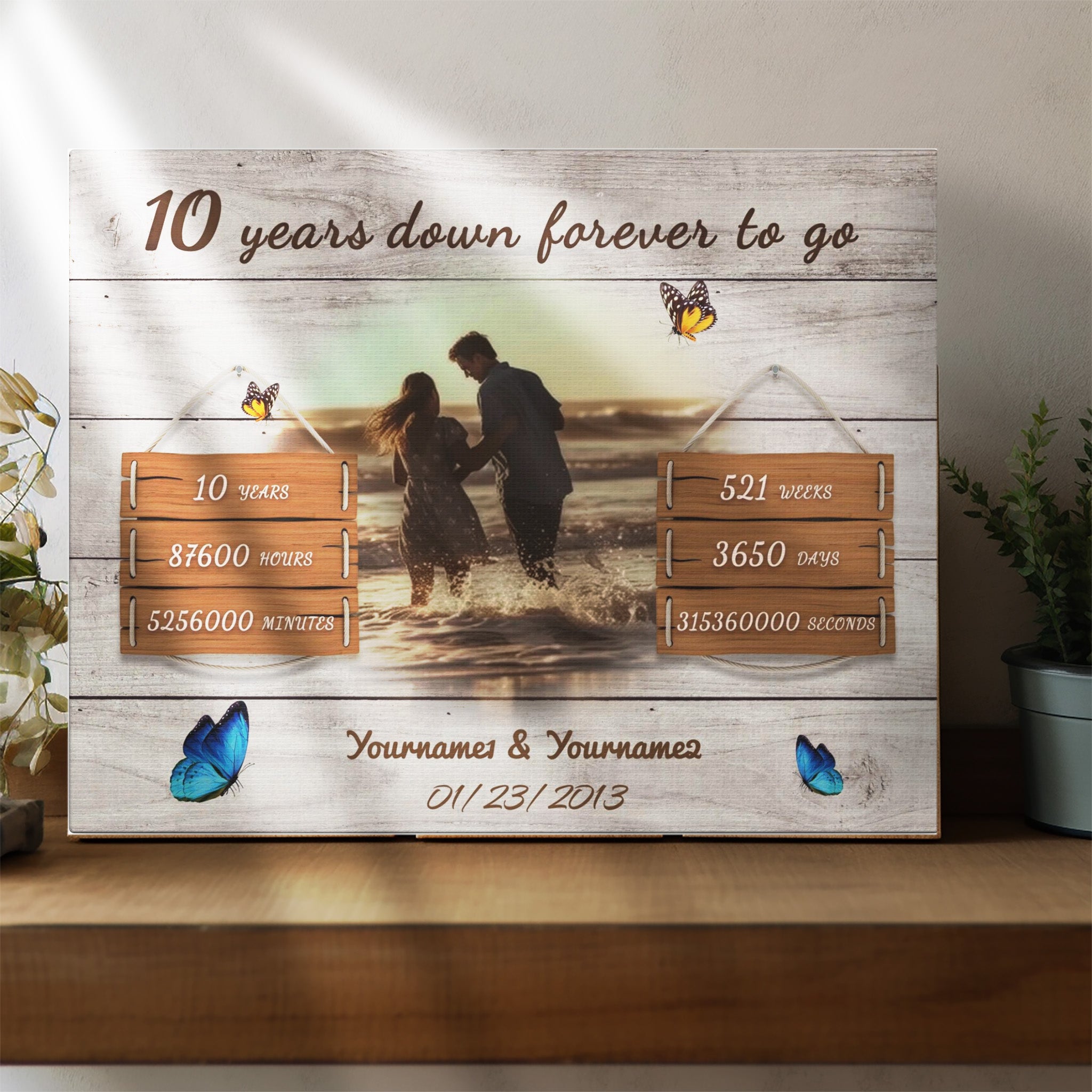 Every Second - 10 Year Anniversary Custom Canvas Gift