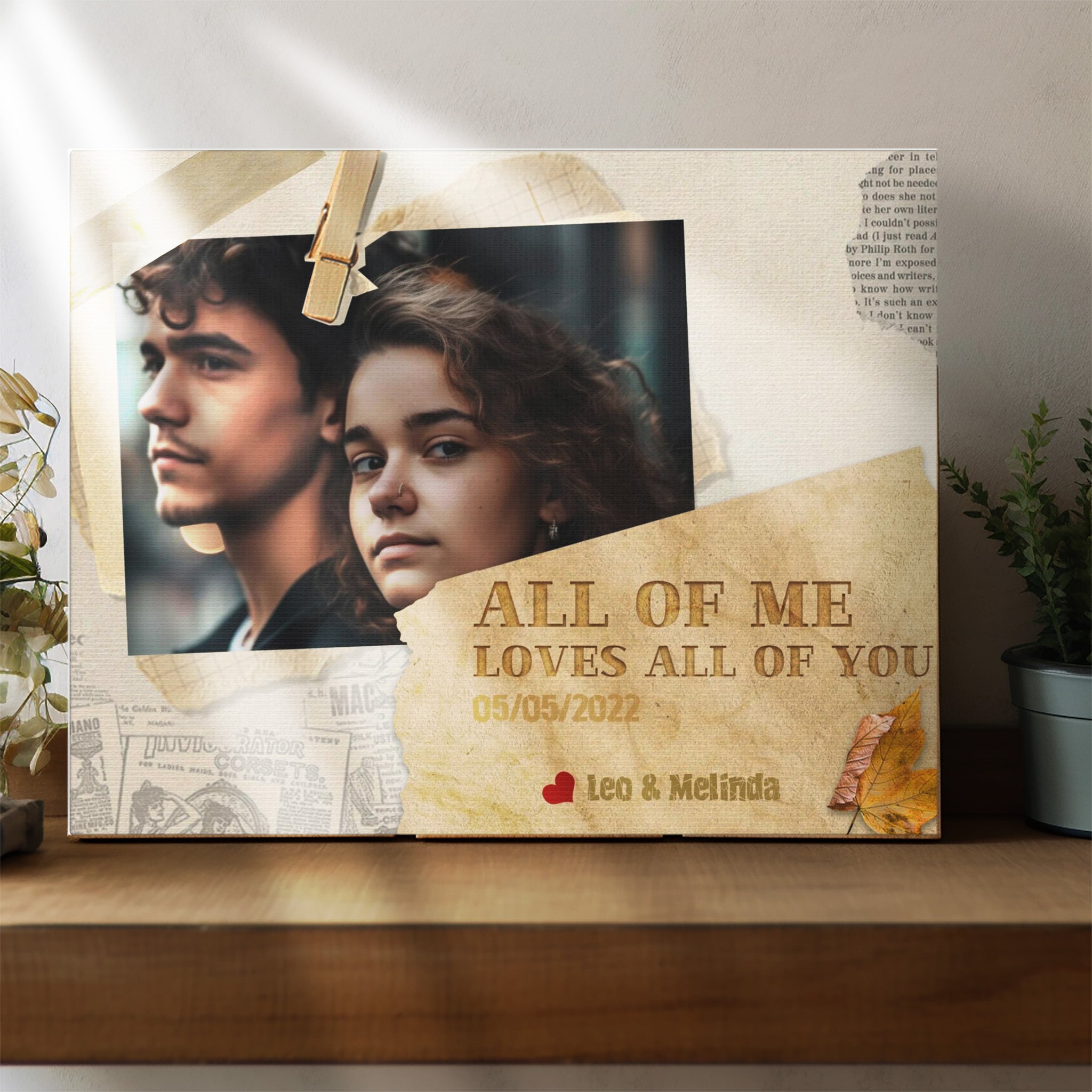 All Of Me Loves All Of You, Paper - Personalized Photo Canvas Print Anniversary Gifts