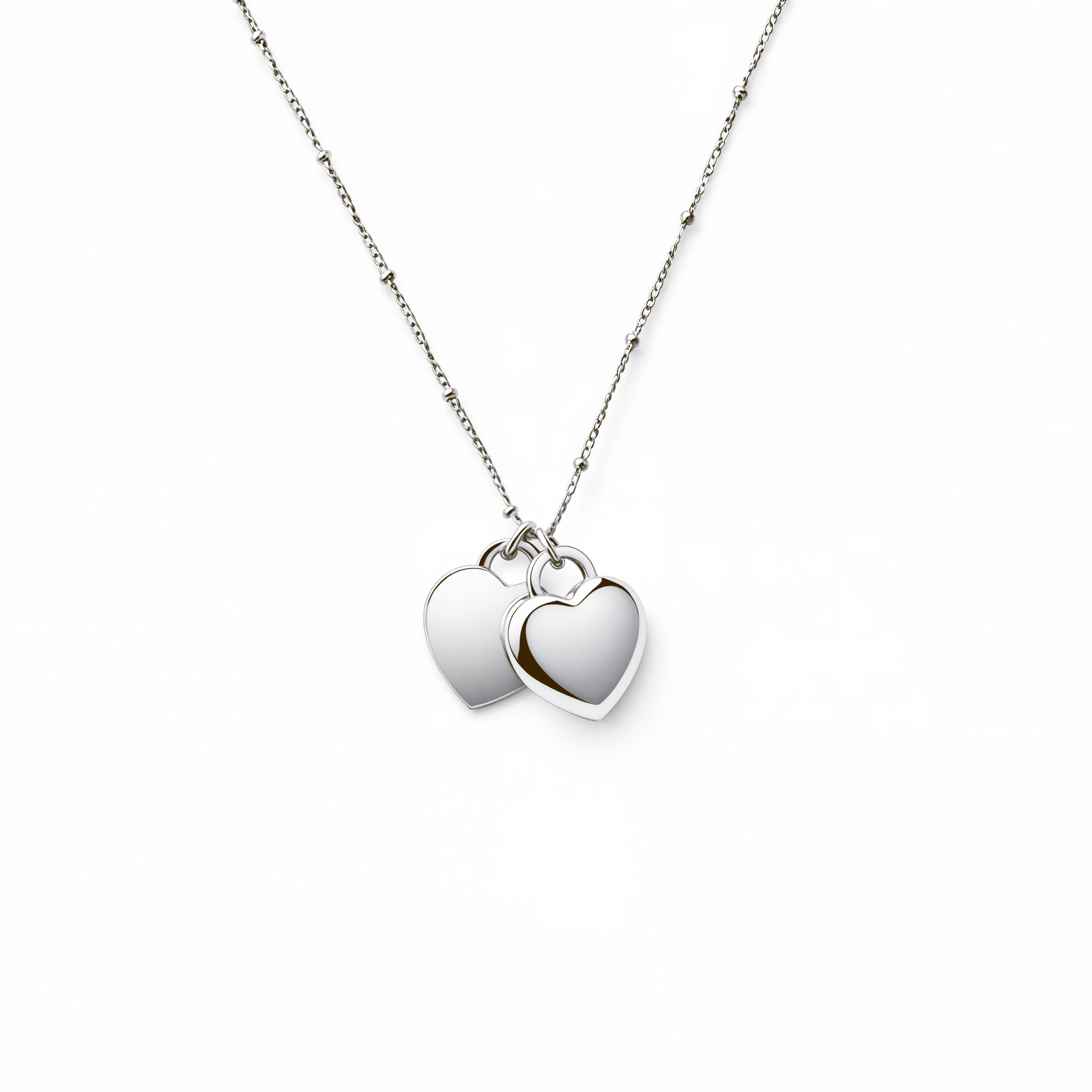 Heart Urn Necklace — Personalized 14K Gold–Plated Double Heart Cremation Pendant