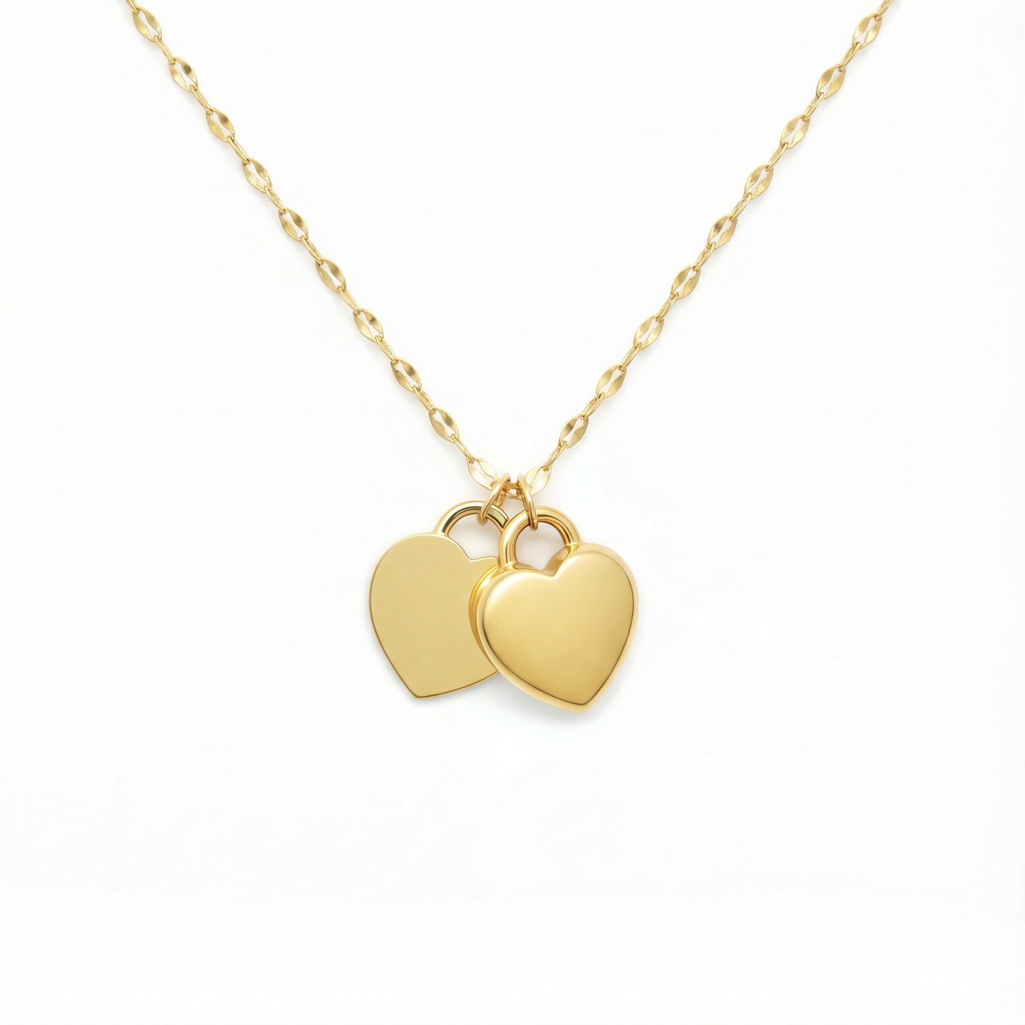 Heart Urn Necklace — Personalized 14K Gold–Plated Double Heart Cremation Pendant