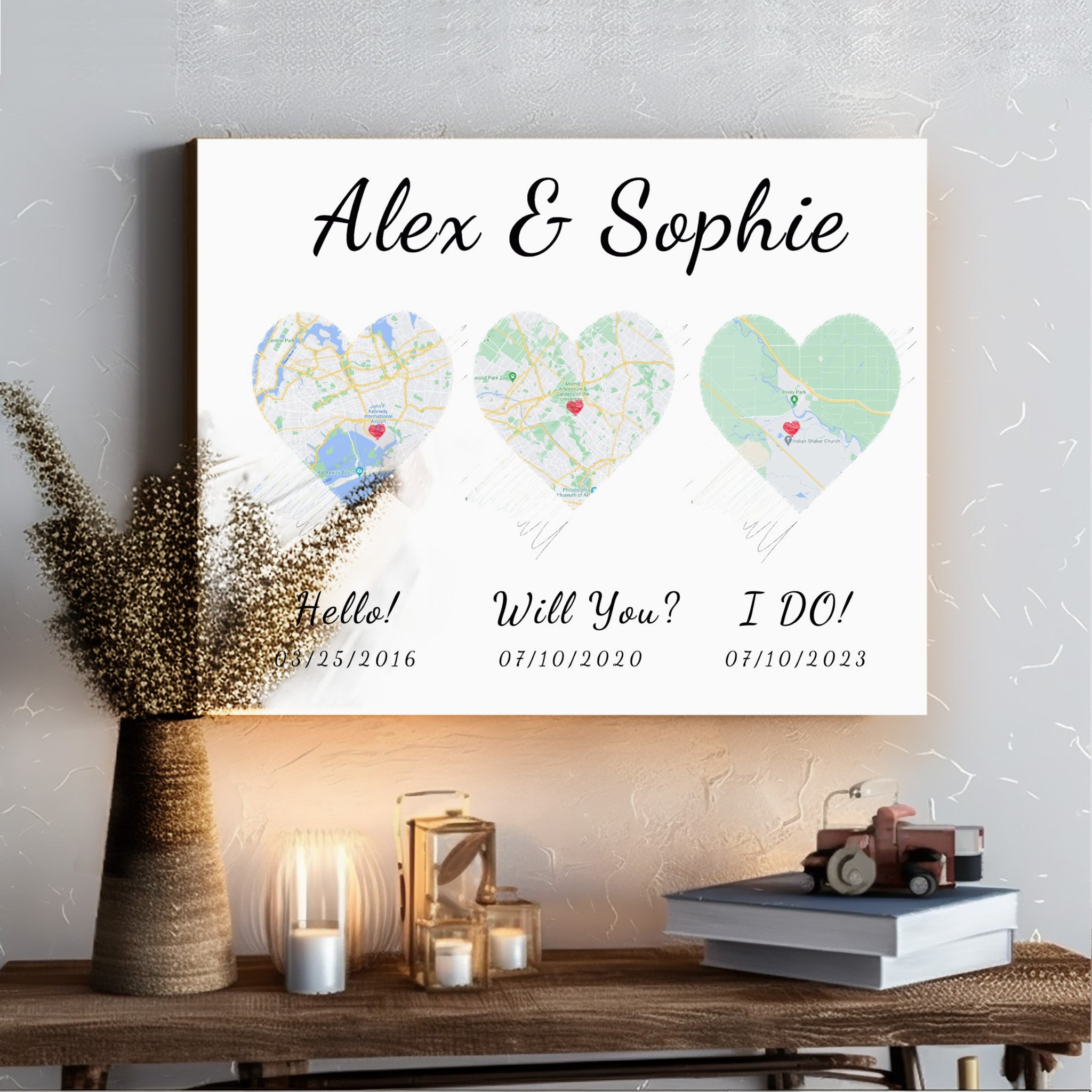 Hello, Will You, I do - Custom Map Canvas Print