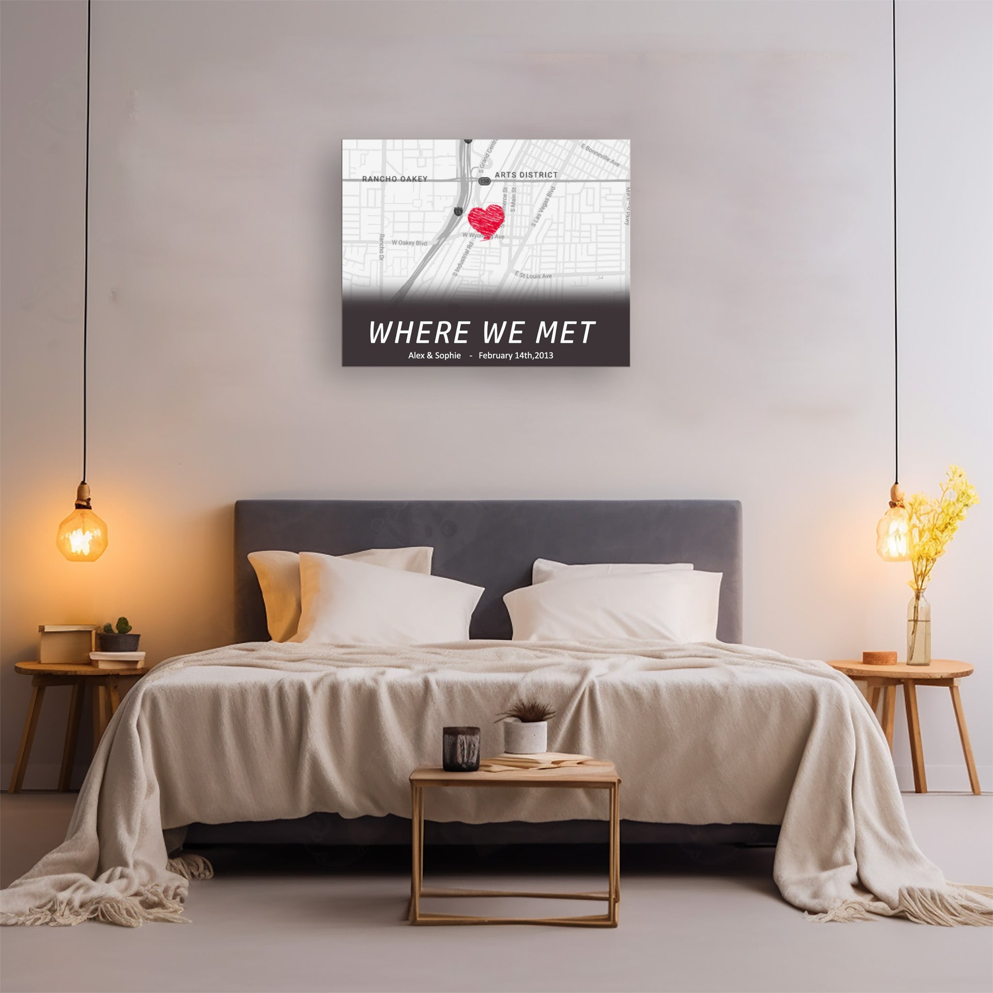 Where We Met - Custom Map Canvas Print