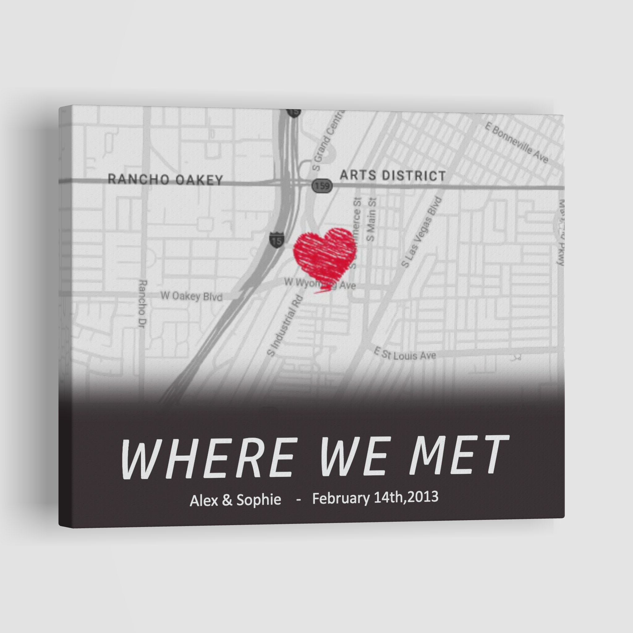 Where We Met - Custom Map Canvas Print