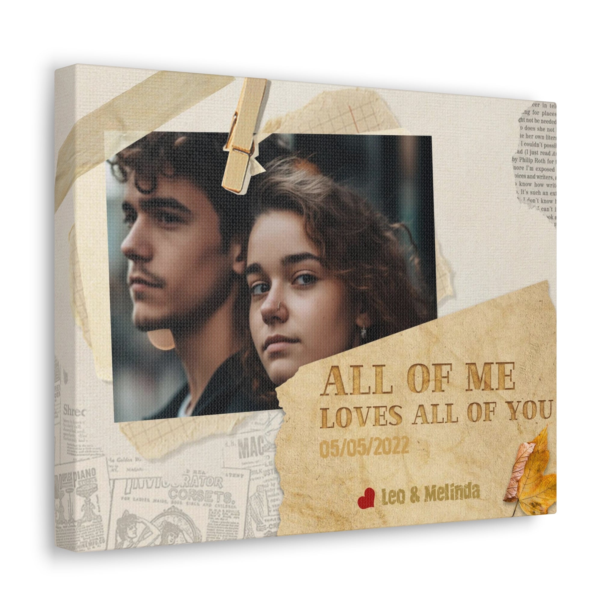 All Of Me Loves All Of You, Paper - Personalized Photo Canvas Print Anniversary Gifts