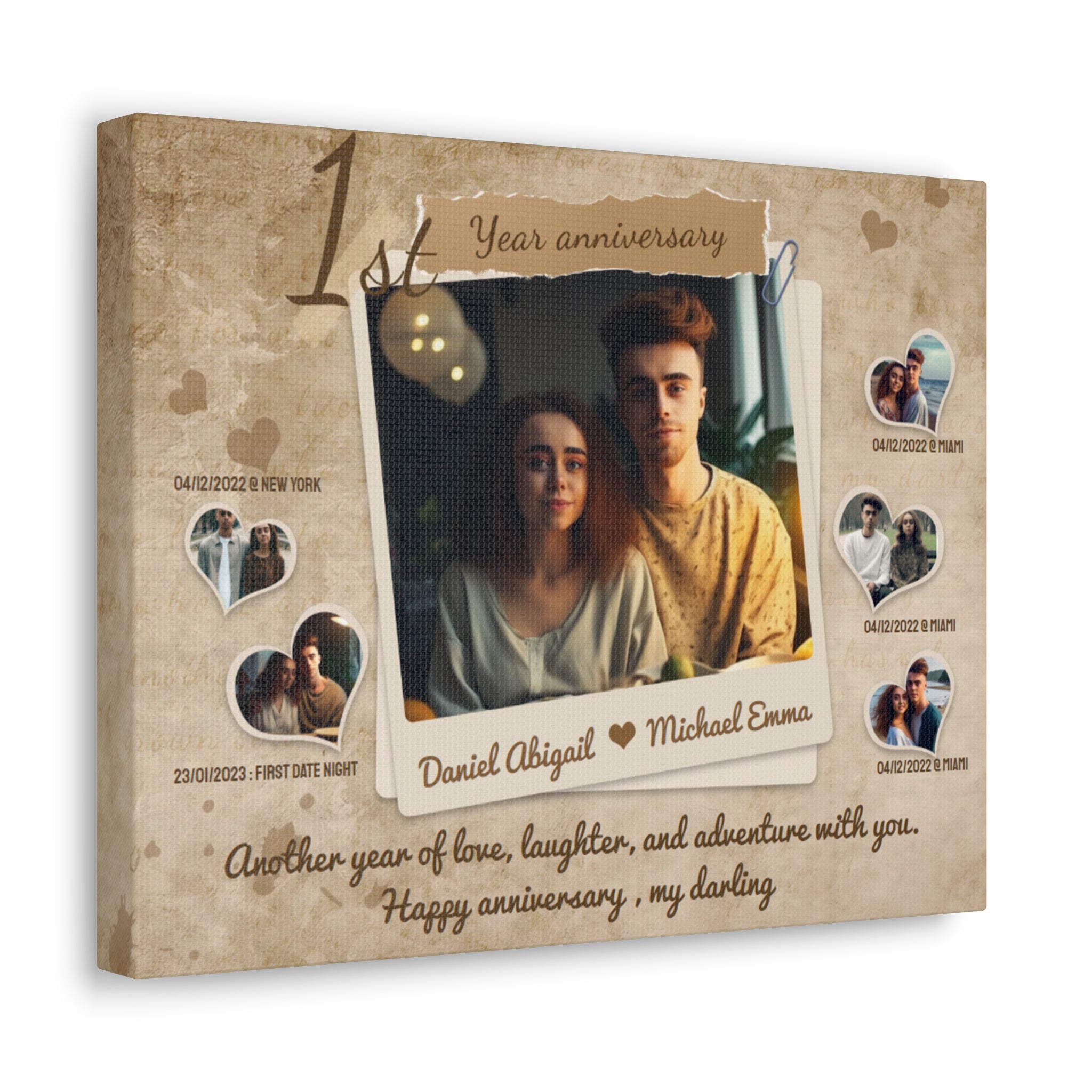 Young Lovers - 1st Anniversary Custom Canvas Gift