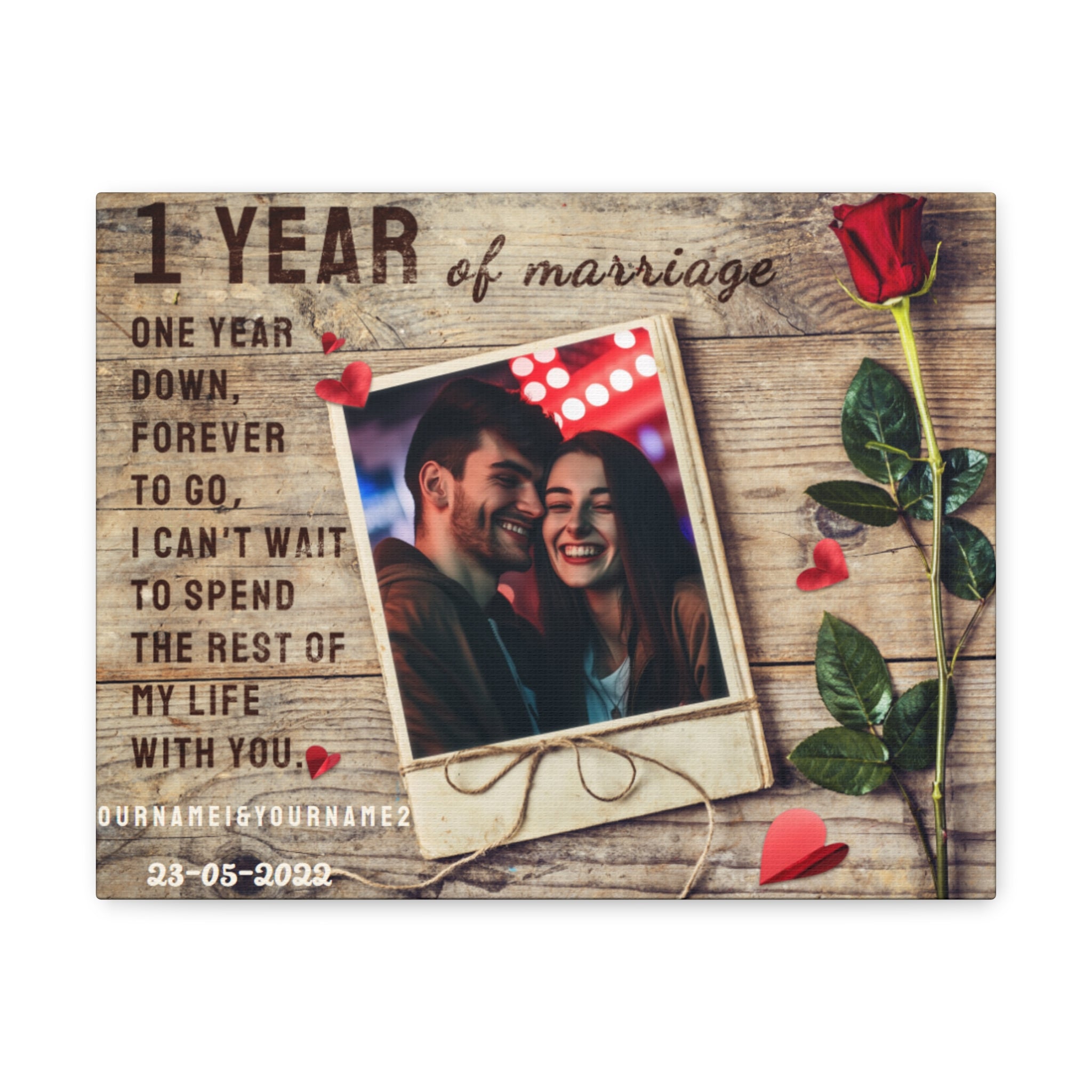 Rose &amp; Postcard - 1st Anniversary Custom Canvas Gift