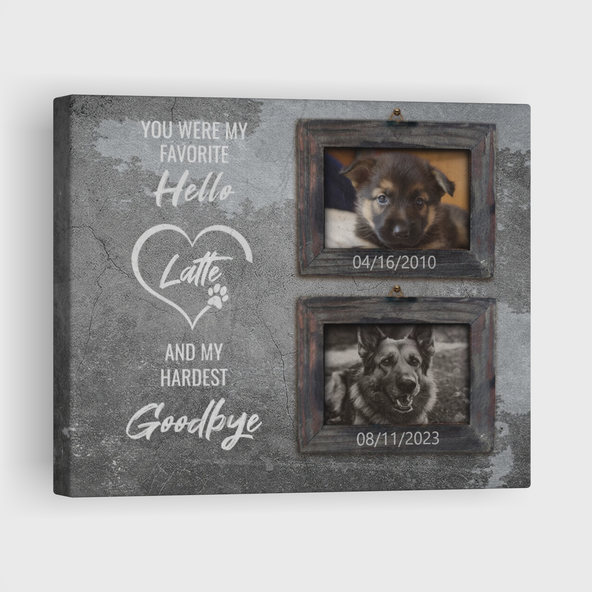 My Hardest Goodbye - Personalized Canvas Print Pet Memorial