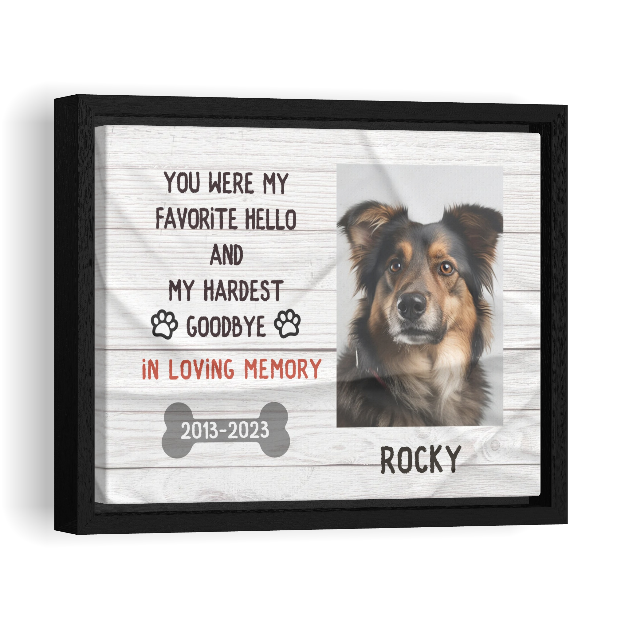 My Hardest Goodbye, Bone - Personalized Canvas Print Pet Memorial