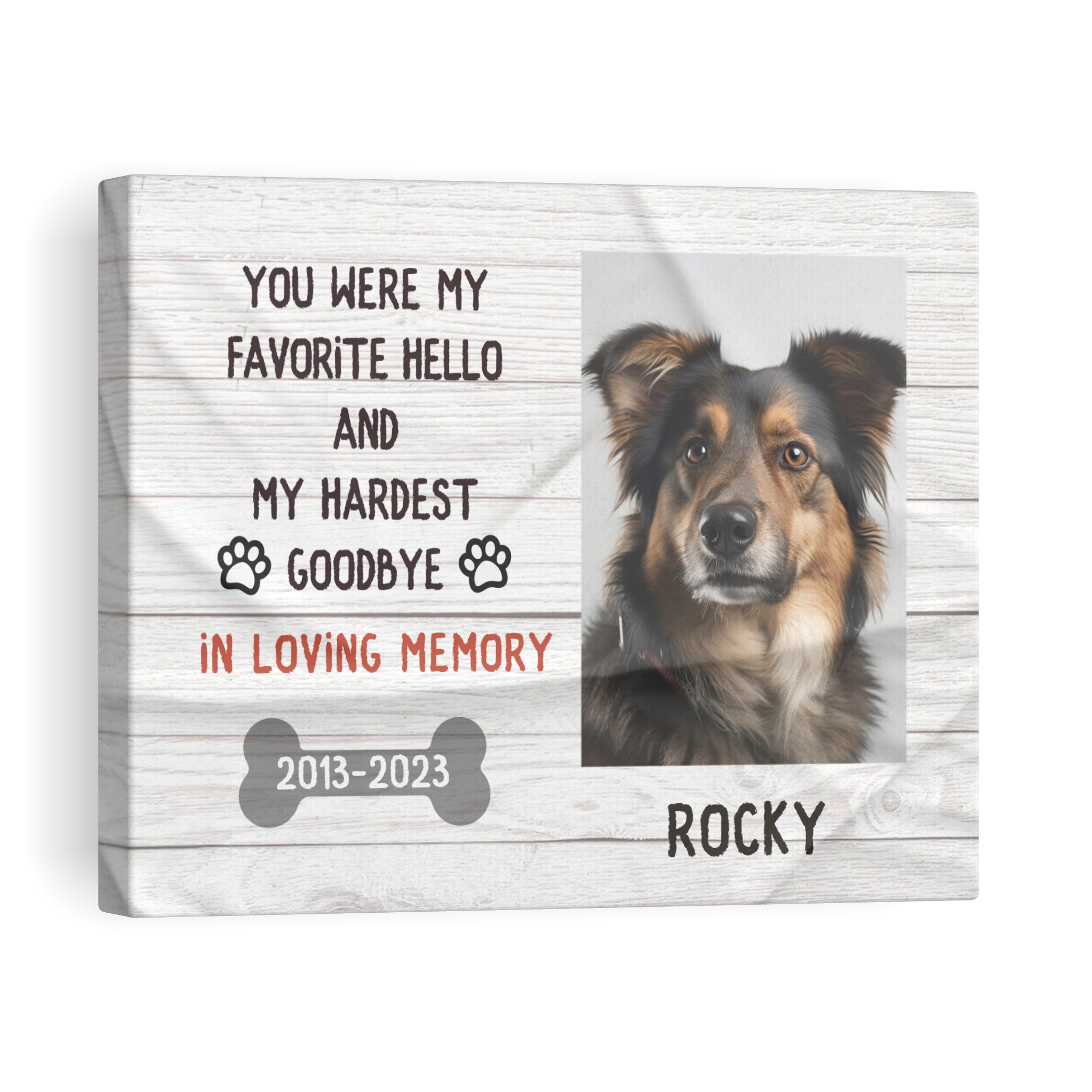 My Hardest Goodbye, Bone - Personalized Canvas Print Pet Memorial