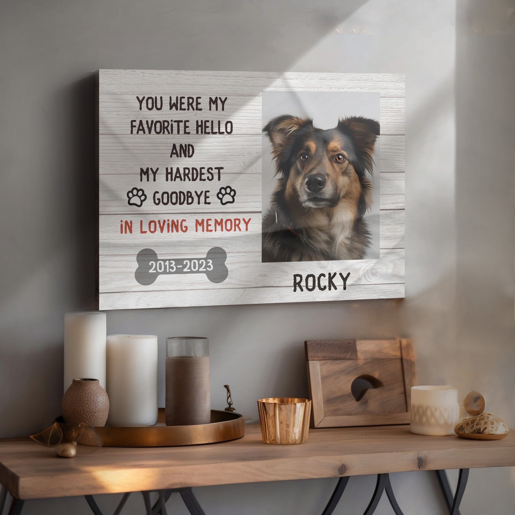 My Hardest Goodbye, Bone - Personalized Canvas Print Pet Memorial