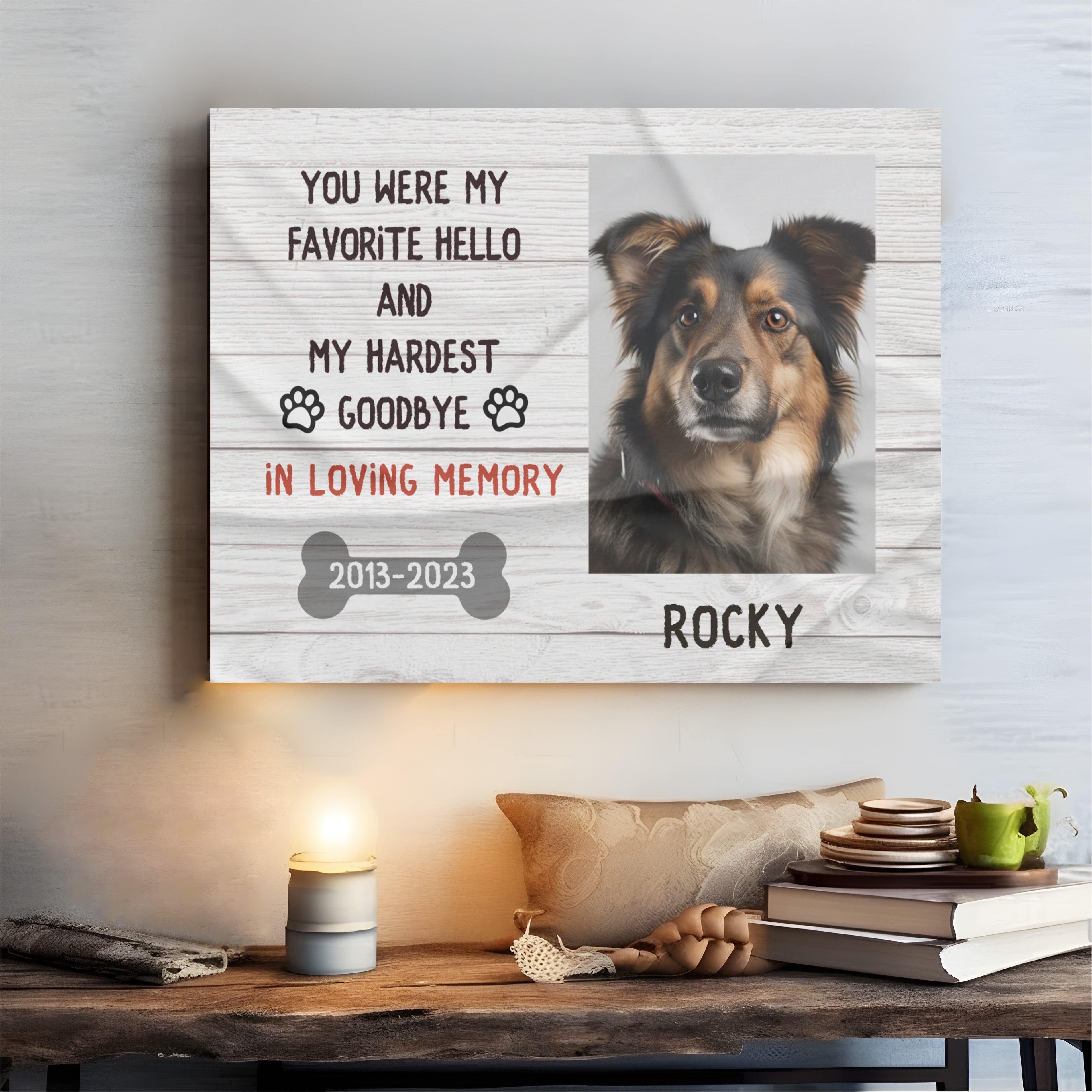 My Hardest Goodbye, Bone - Personalized Canvas Print Pet Memorial