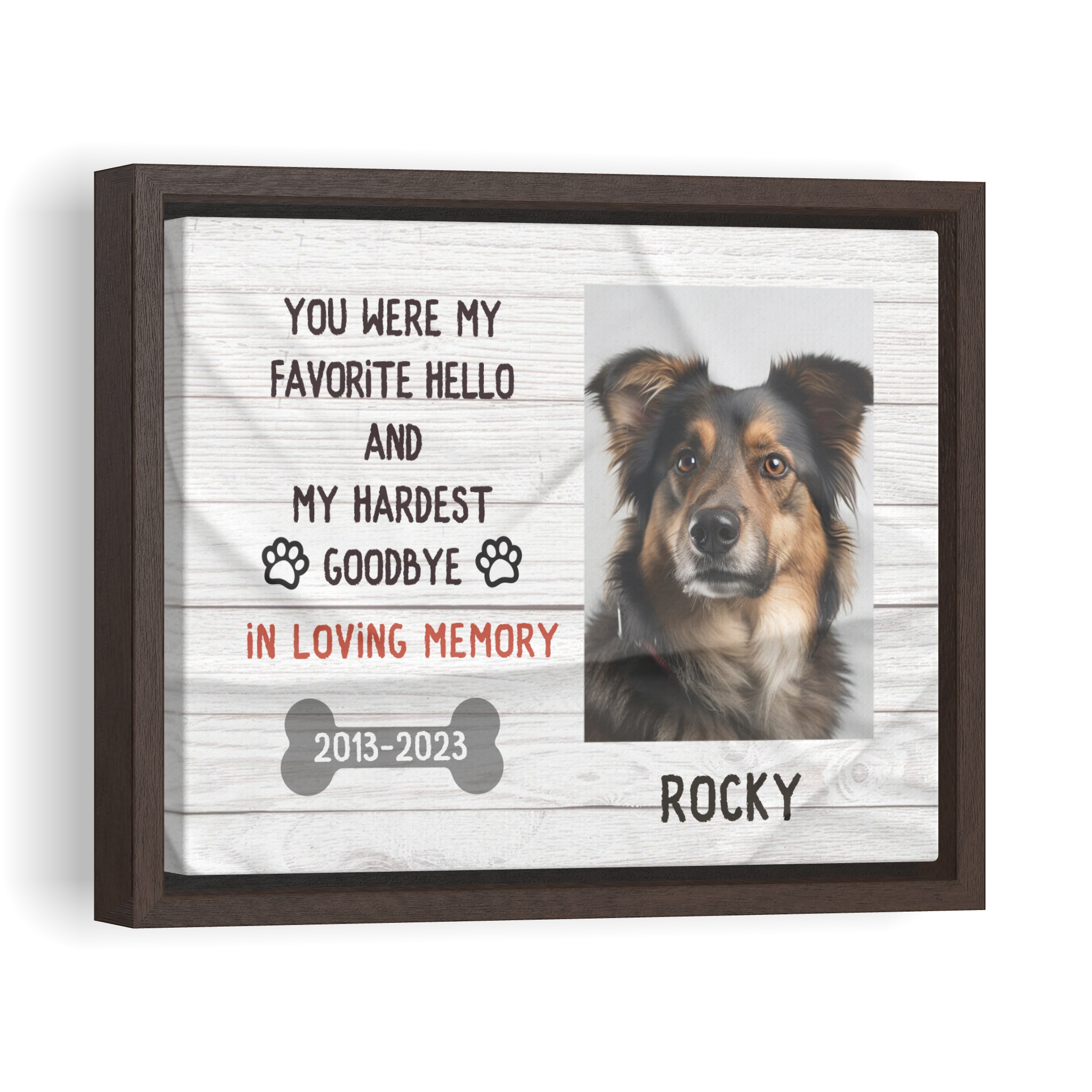 My Hardest Goodbye, Bone - Personalized Canvas Print Pet Memorial