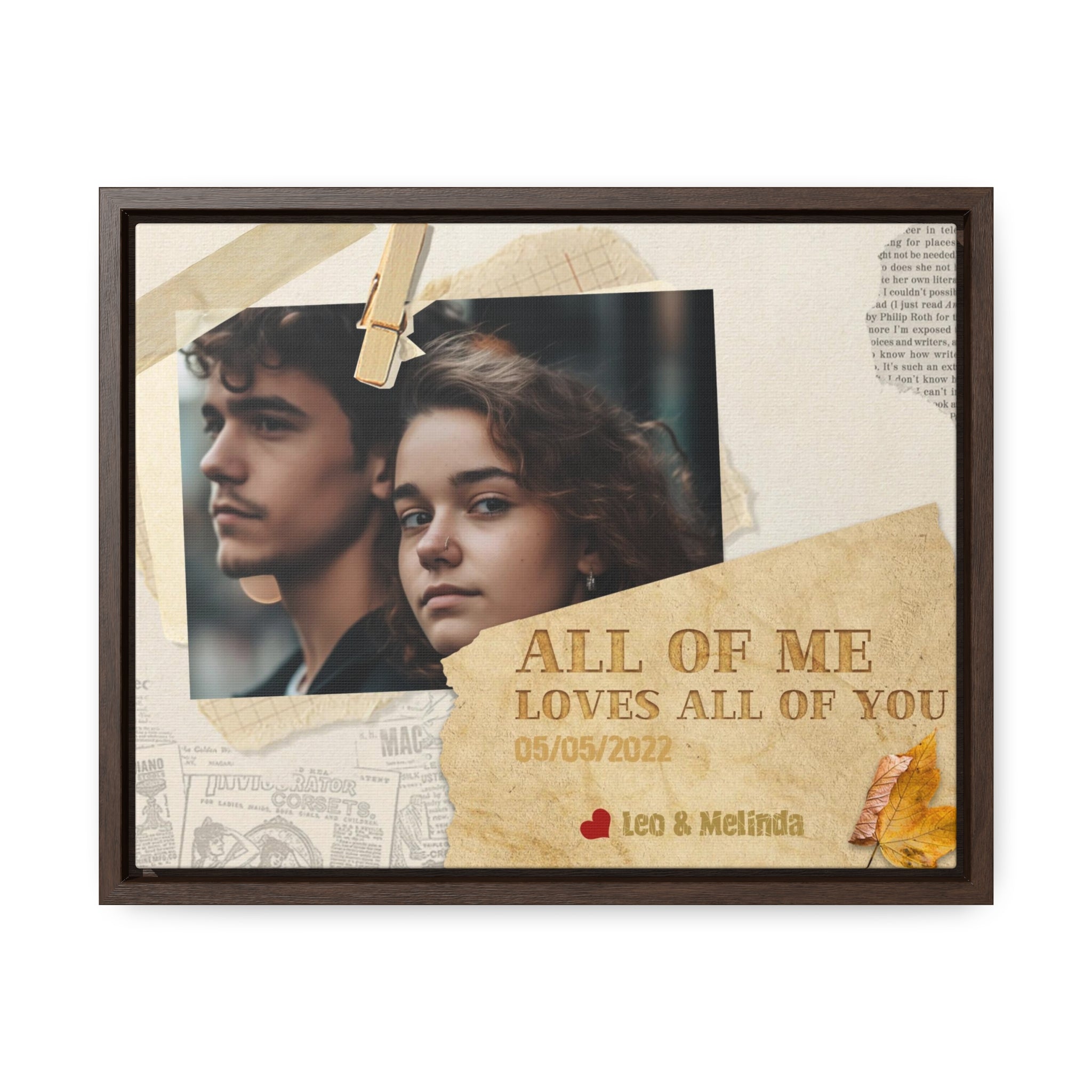 All Of Me Loves All Of You, Paper - Personalized Photo Canvas Print Anniversary Gifts