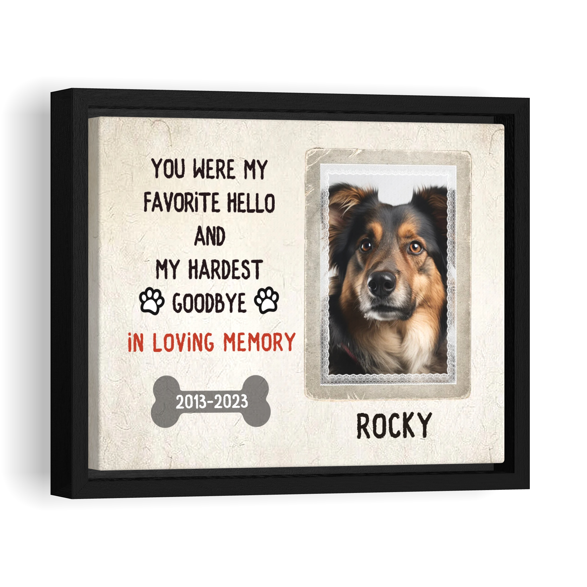 My Hardest Goodbye, Bone - Personalized Canvas Print Pet Memorial