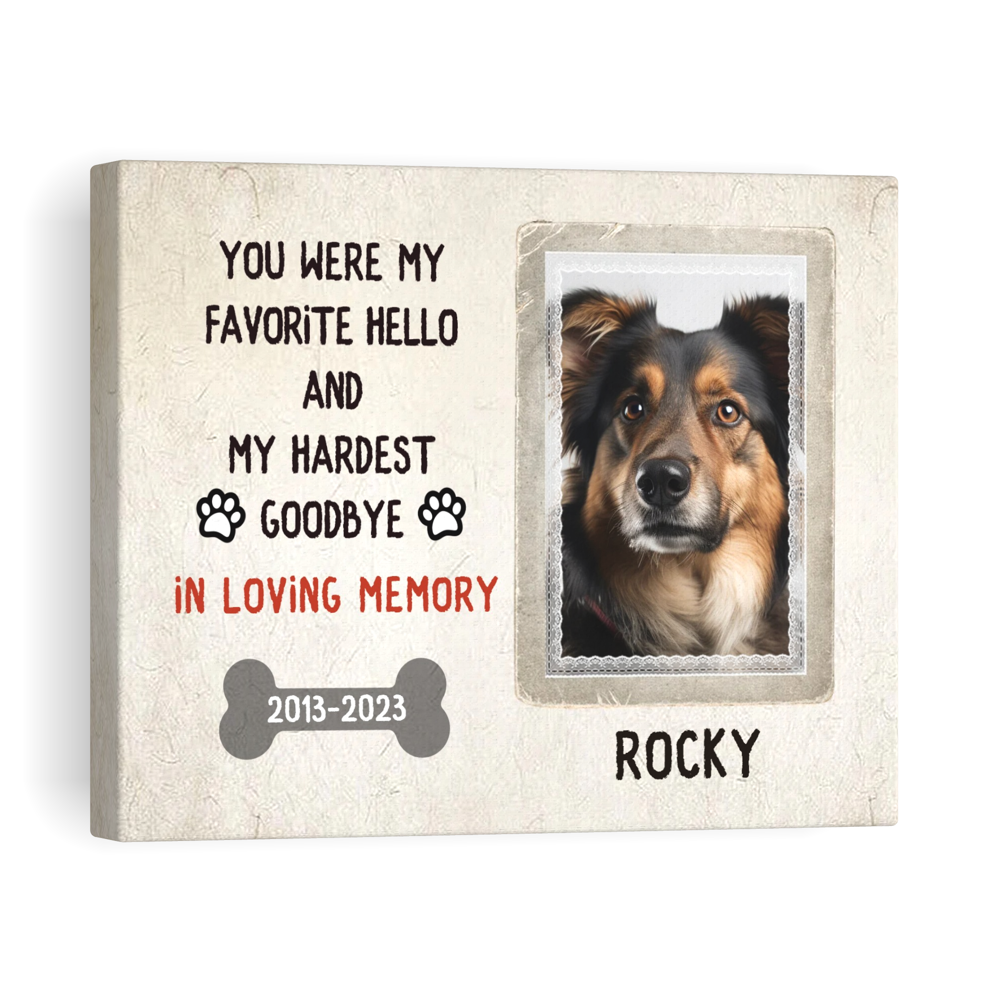 My Hardest Goodbye, Bone - Personalized Canvas Print Pet Memorial
