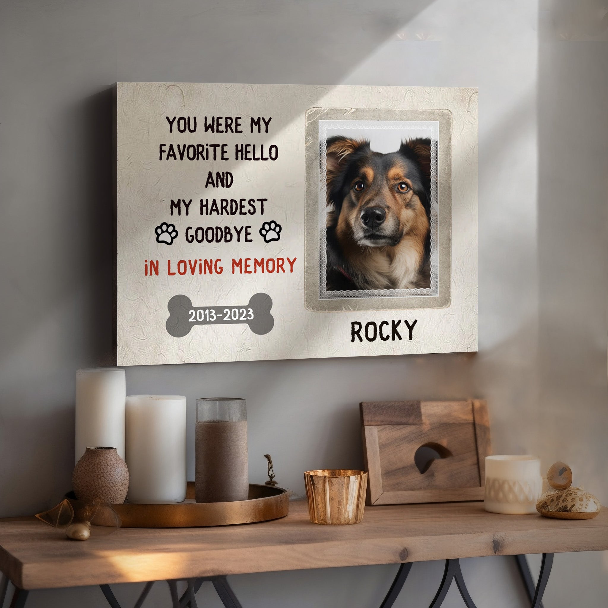 My Hardest Goodbye, Bone - Personalized Canvas Print Pet Memorial