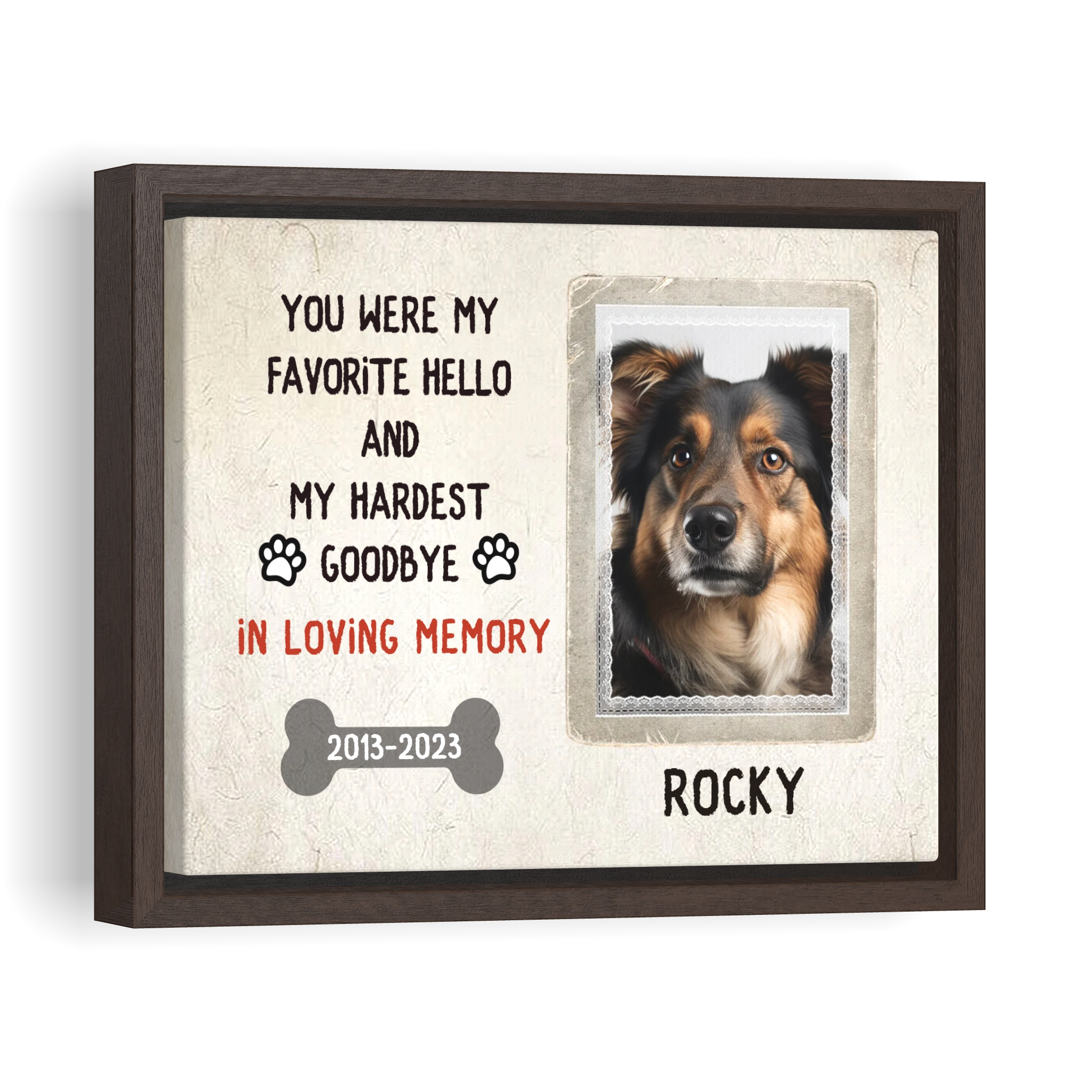 My Hardest Goodbye, Bone - Personalized Canvas Print Pet Memorial