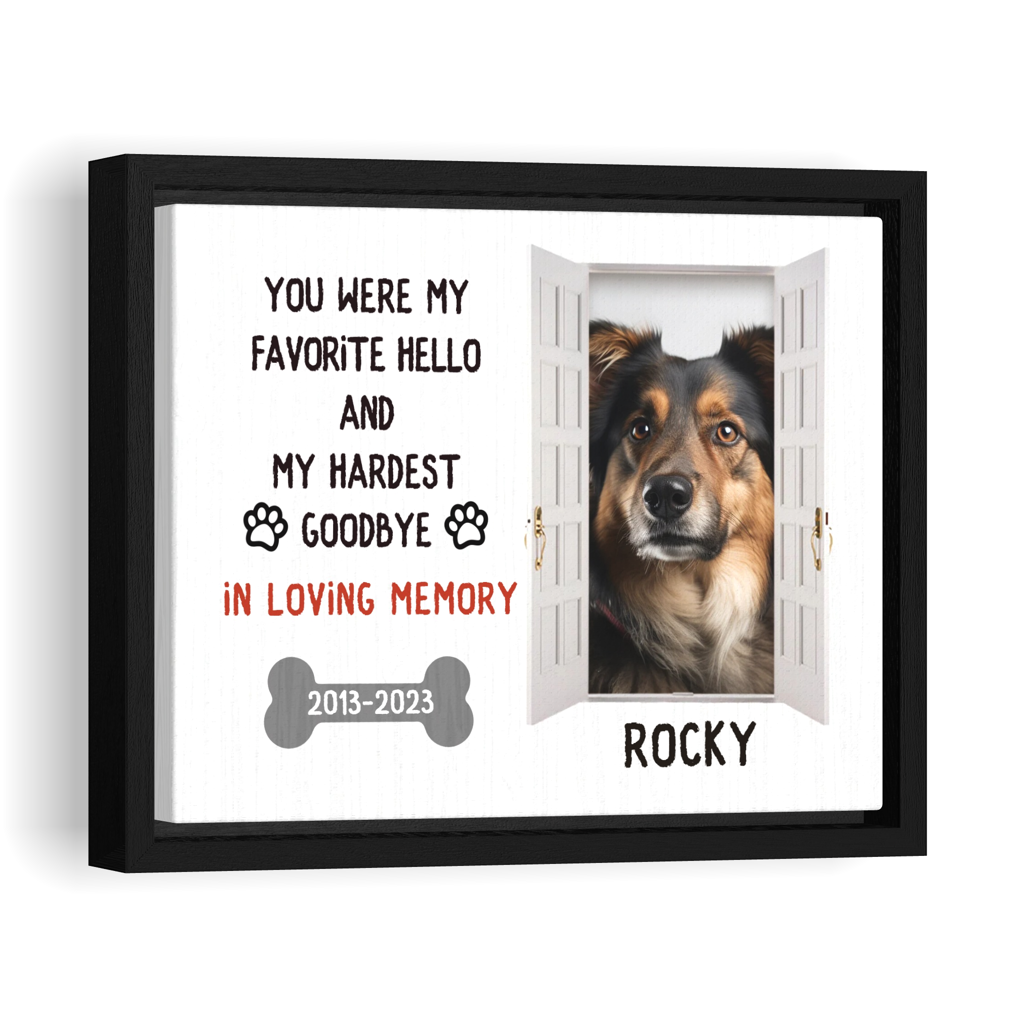 My Hardest Goodbye, Bone - Personalized Canvas Print Pet Memorial