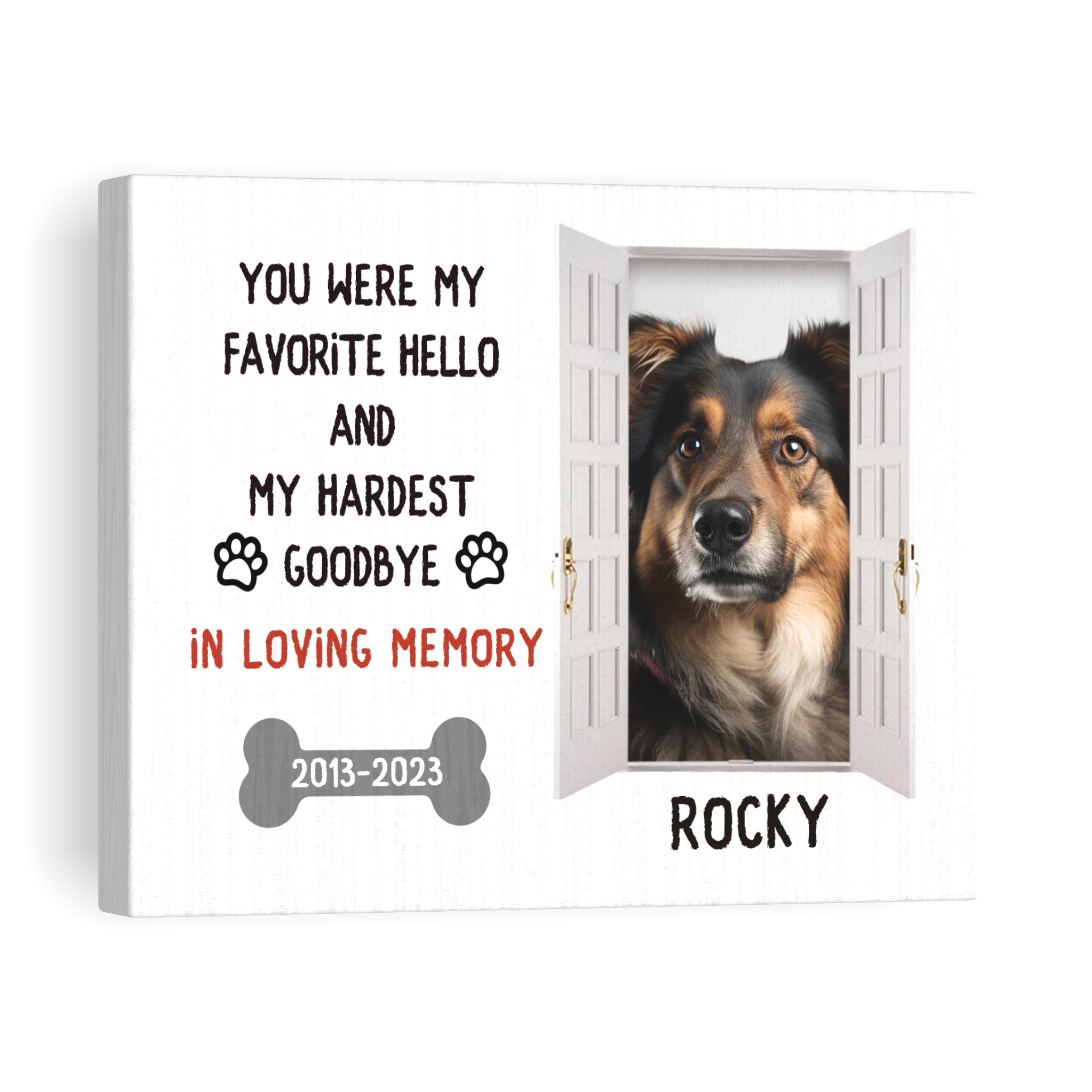 My Hardest Goodbye, Bone - Personalized Canvas Print Pet Memorial