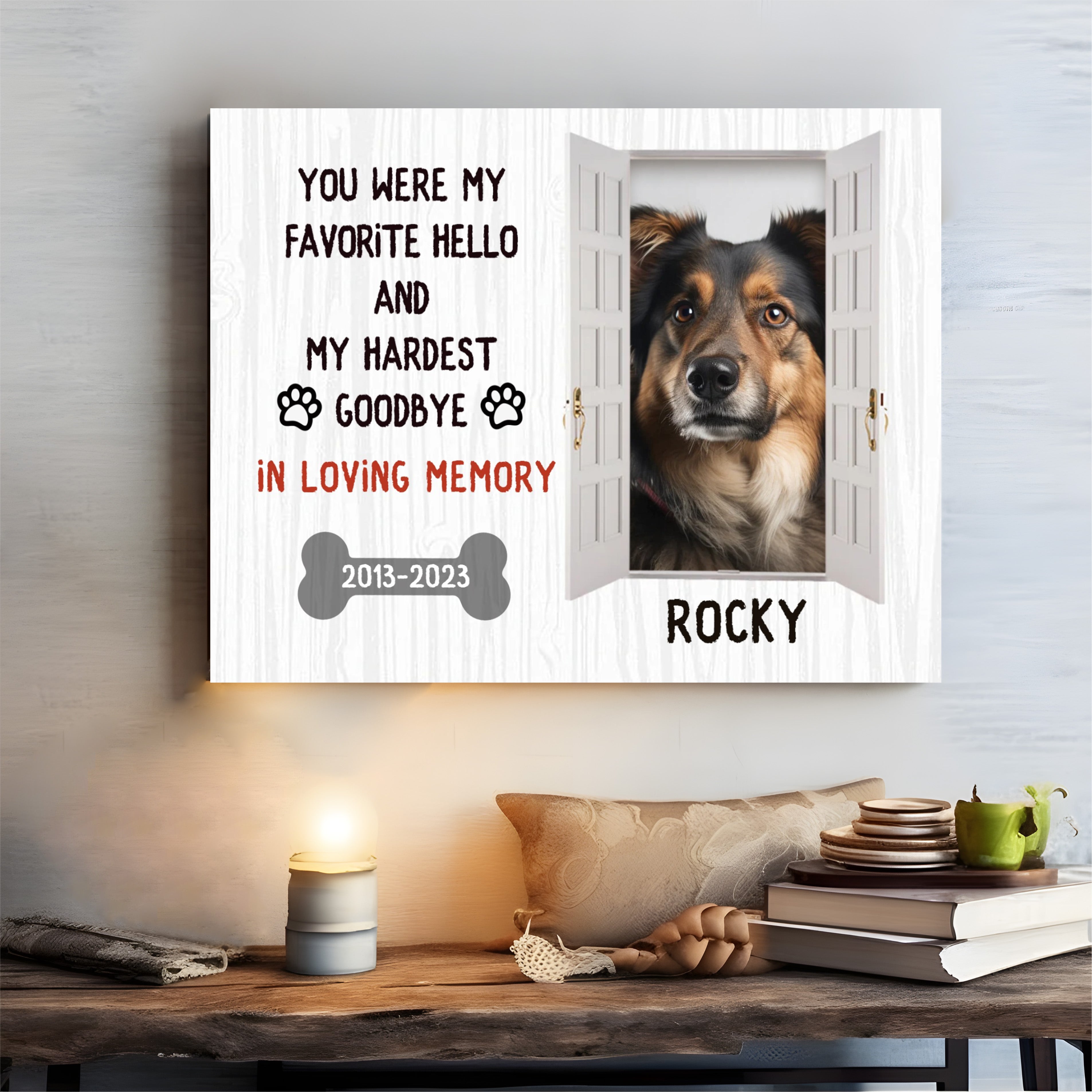 My Hardest Goodbye, Bone - Personalized Canvas Print Pet Memorial