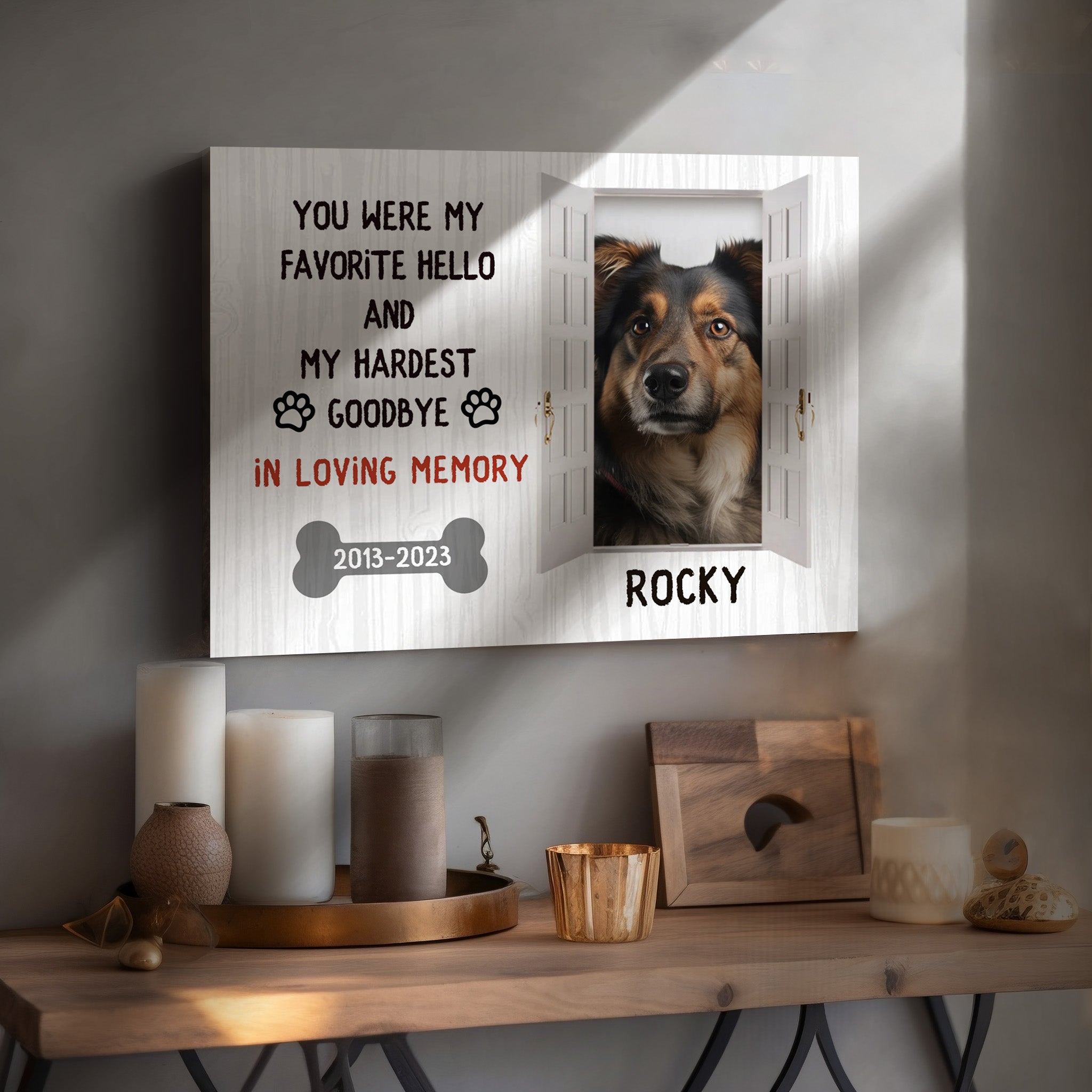 My Hardest Goodbye, Bone - Personalized Canvas Print Pet Memorial