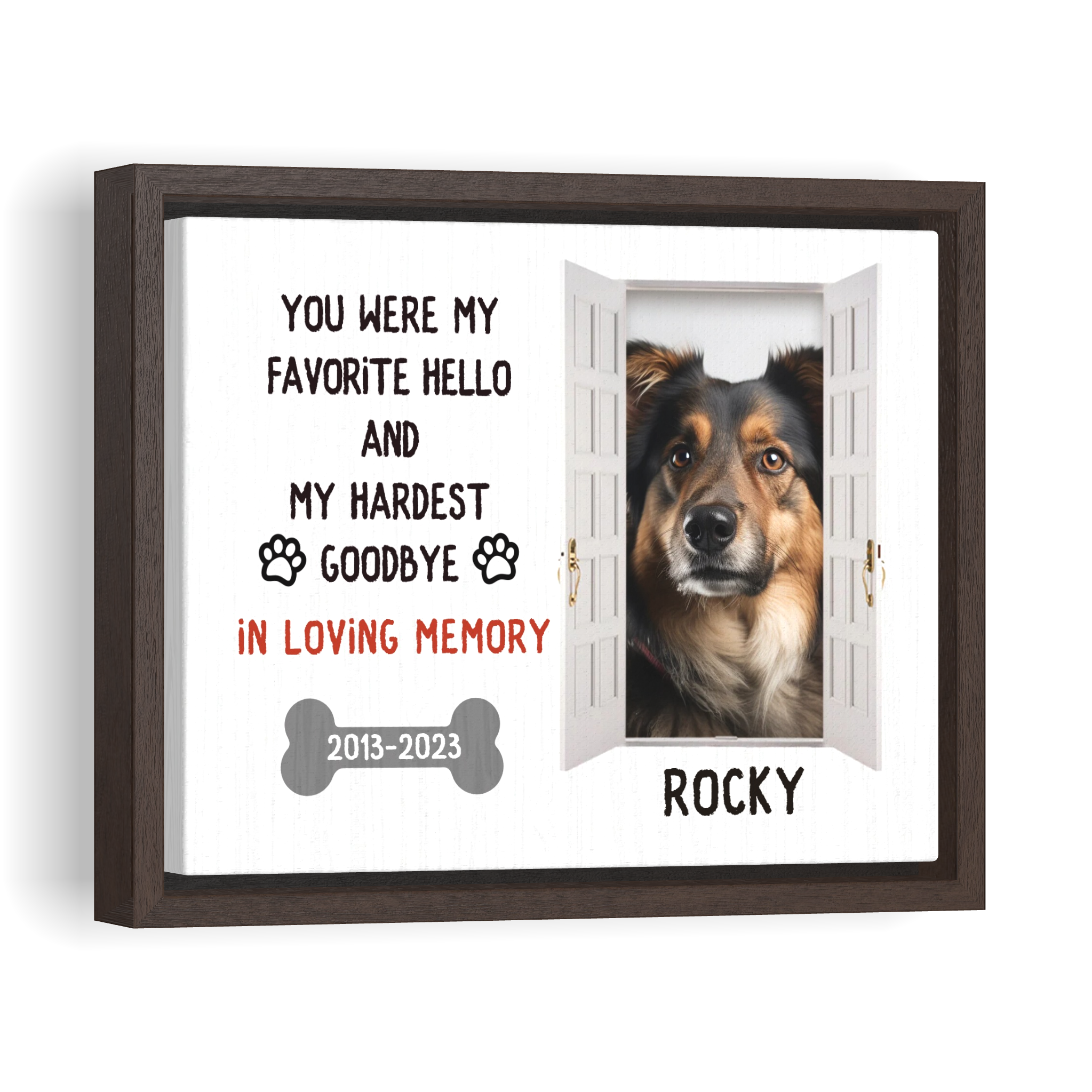 My Hardest Goodbye, Bone - Personalized Canvas Print Pet Memorial