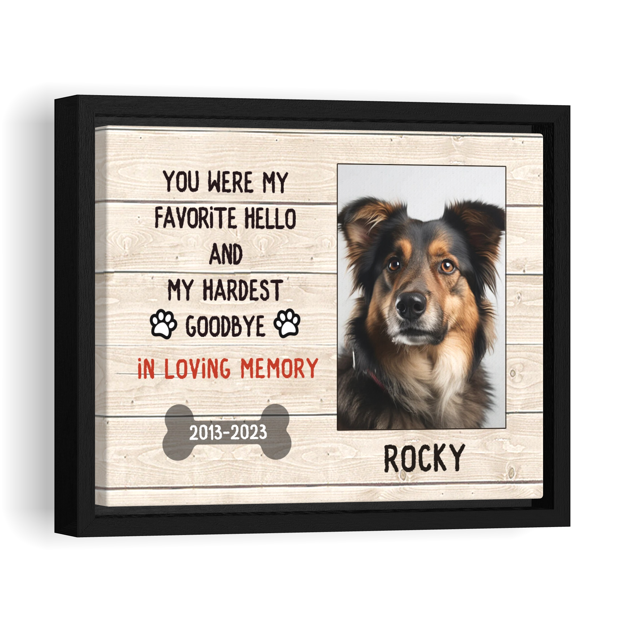 My Hardest Goodbye, Bone - Personalized Canvas Print Pet Memorial
