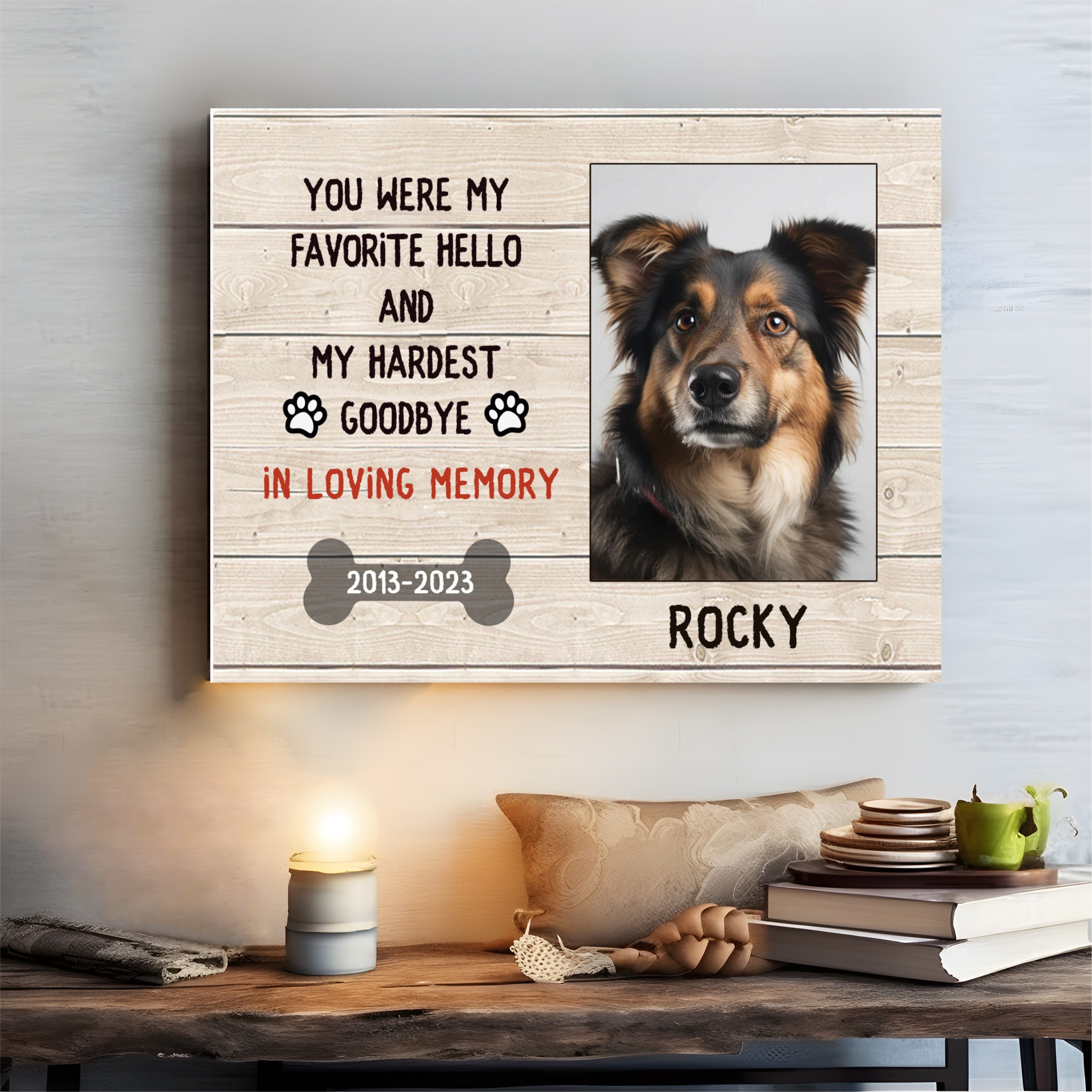 My Hardest Goodbye, Bone - Personalized Canvas Print Pet Memorial