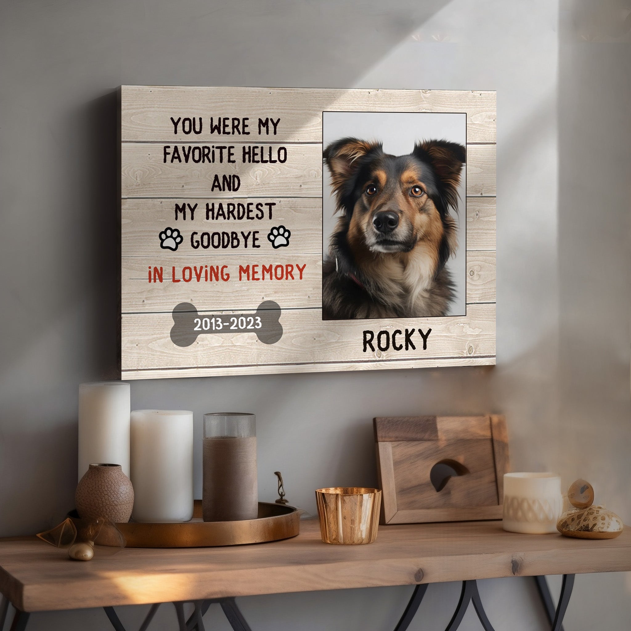 My Hardest Goodbye, Bone - Personalized Canvas Print Pet Memorial