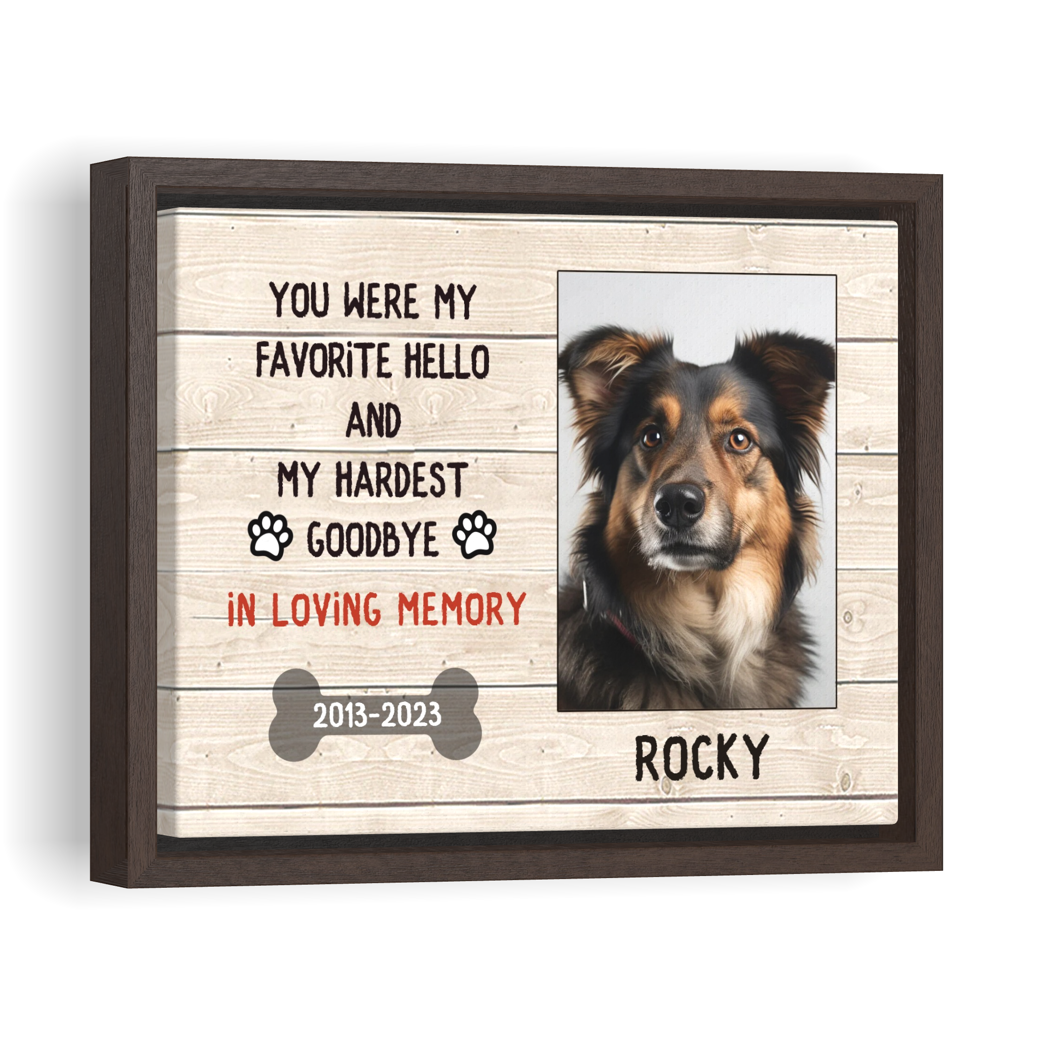 My Hardest Goodbye, Bone - Personalized Canvas Print Pet Memorial