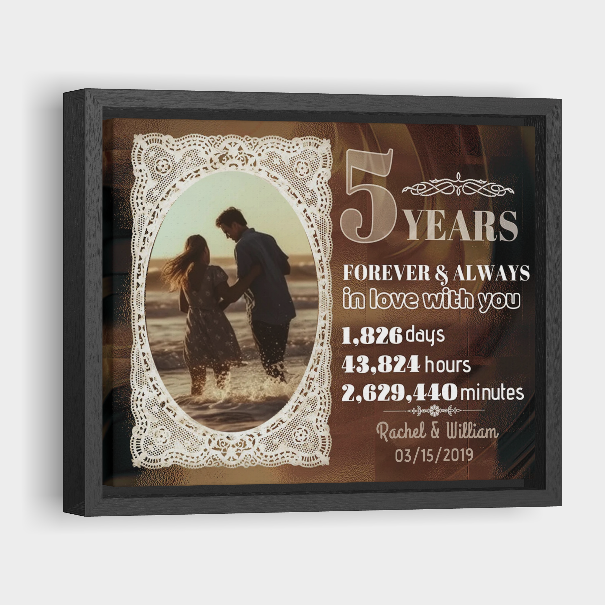 Forever and Always - 5 Year Anniversary Custom Canvas Print