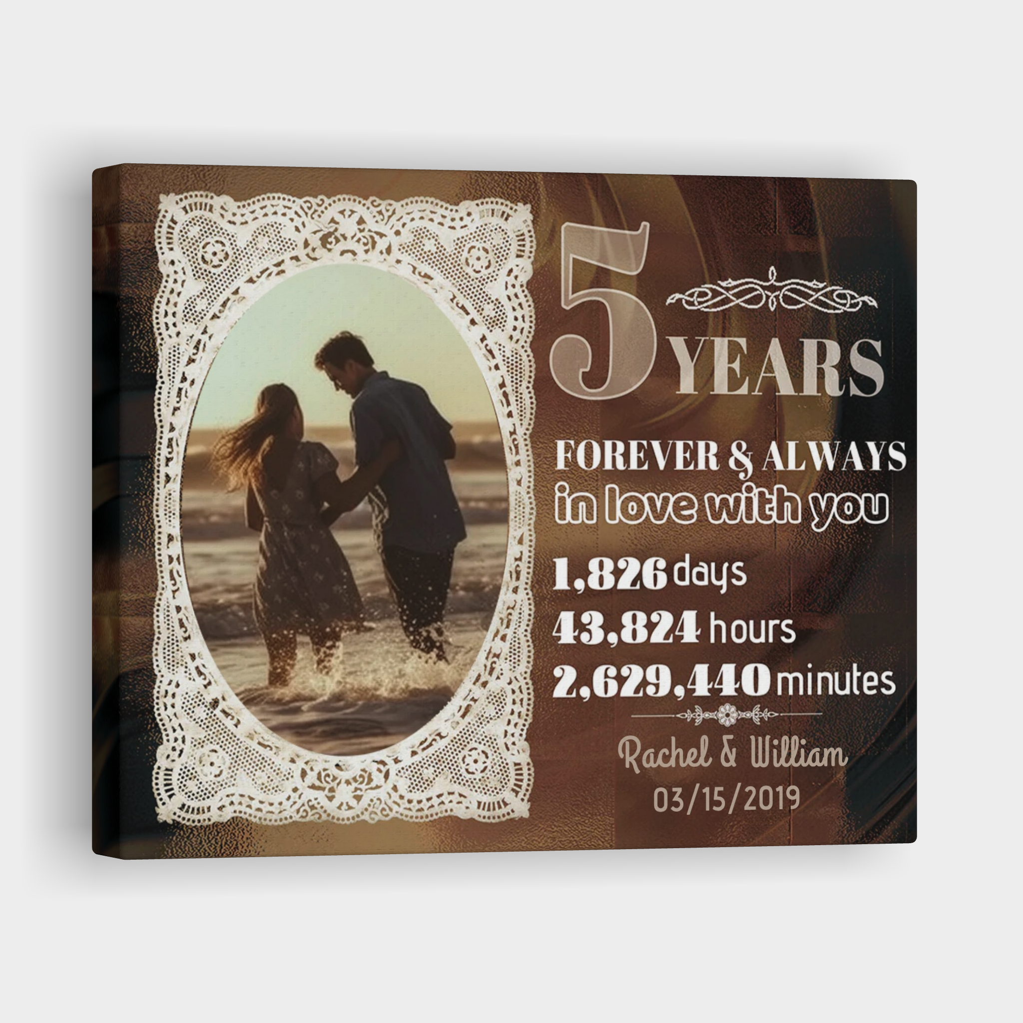 Forever and Always - 5 Year Anniversary Custom Canvas Print