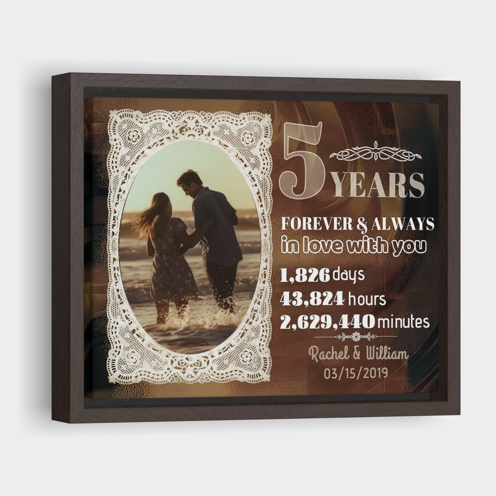 Forever and Always - 5 Year Anniversary Custom Canvas Print