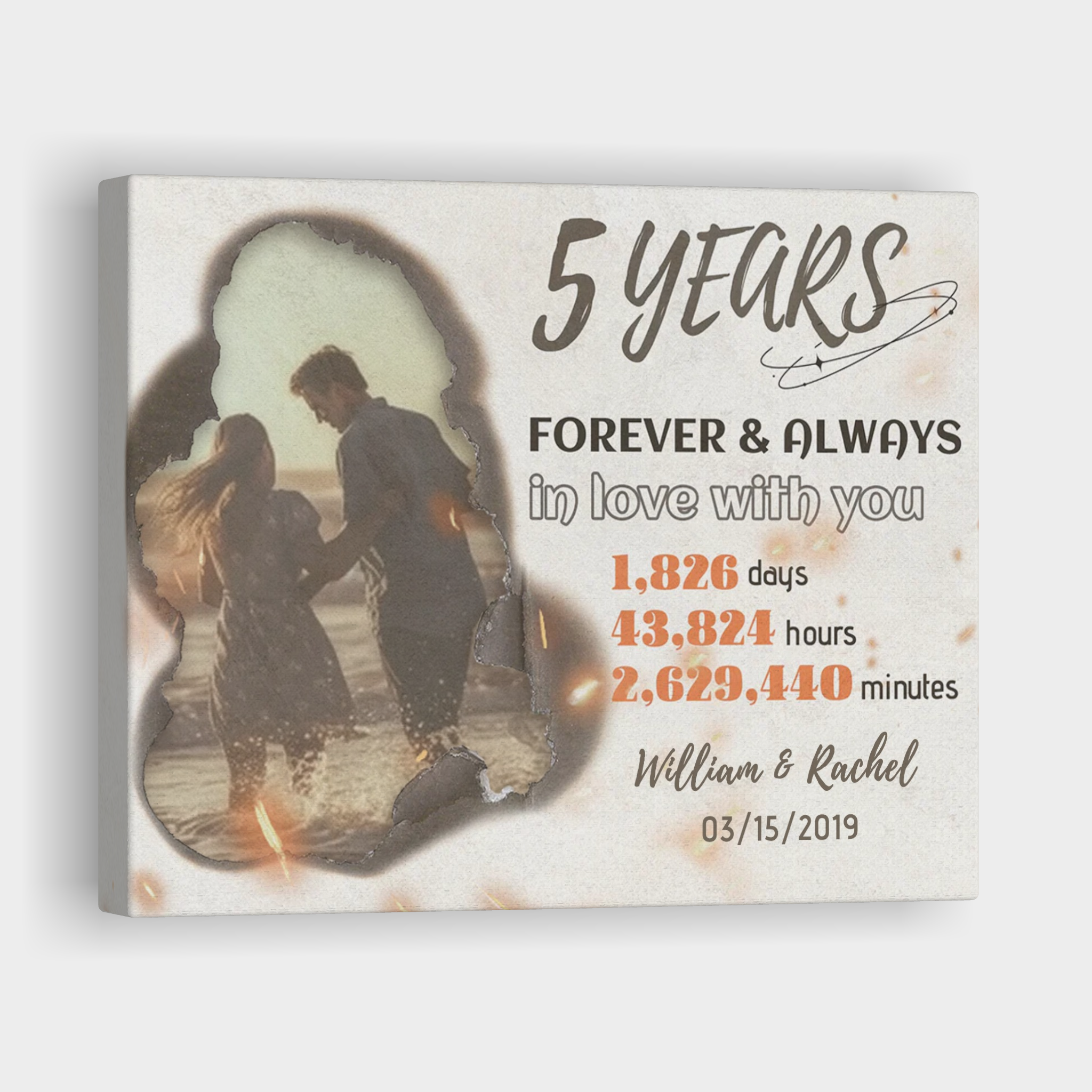 Forever and Always - 5 Year Anniversary Custom Canvas Print