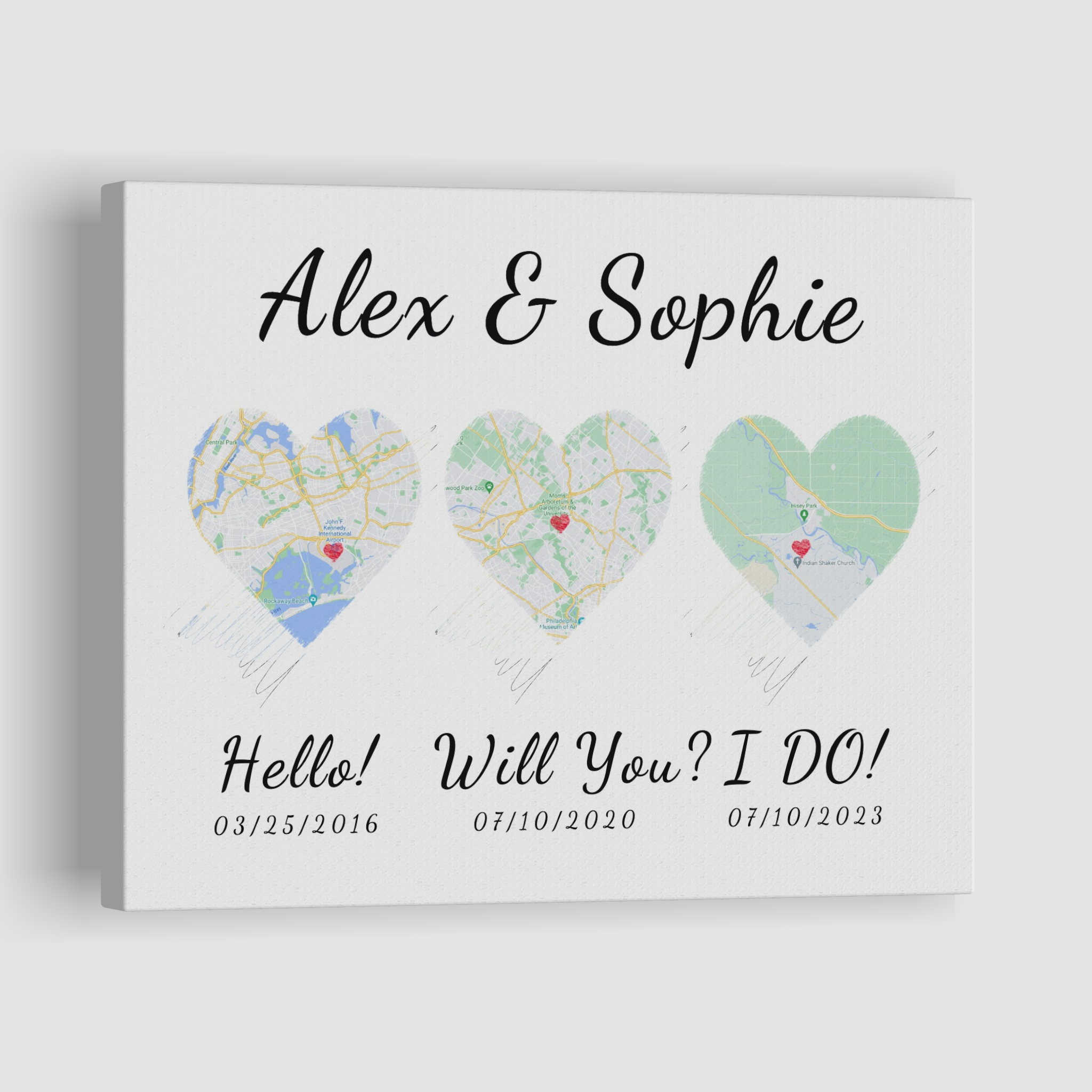 Hello, Will You, I do - Custom Map Canvas Print