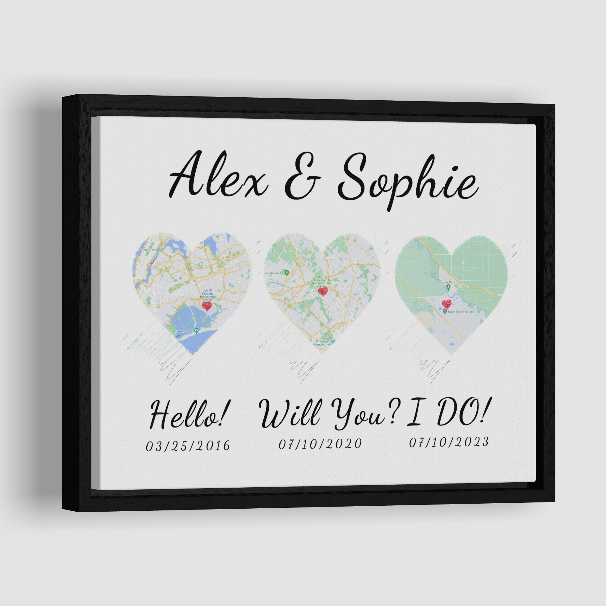 Hello, Will You, I do - Custom Map Canvas Print