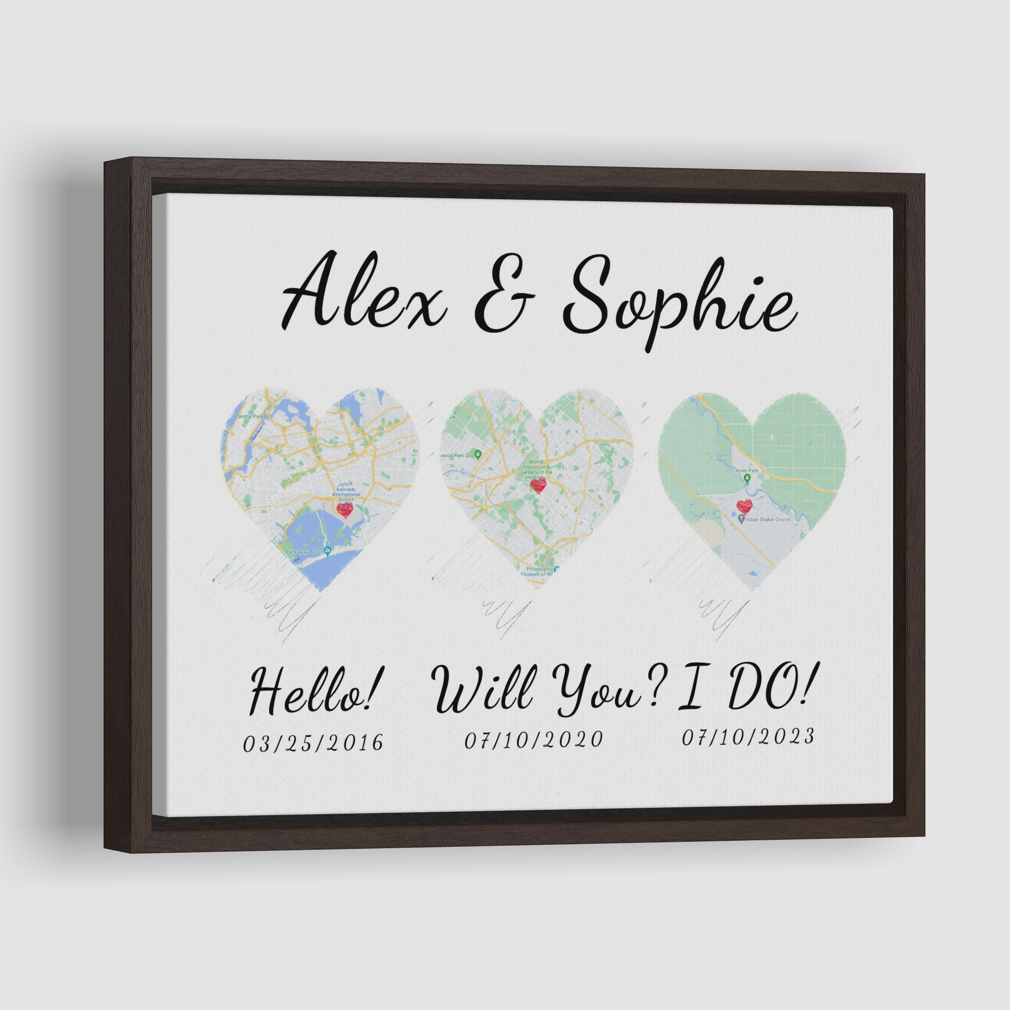 Hello, Will You, I do - Custom Map Canvas Print