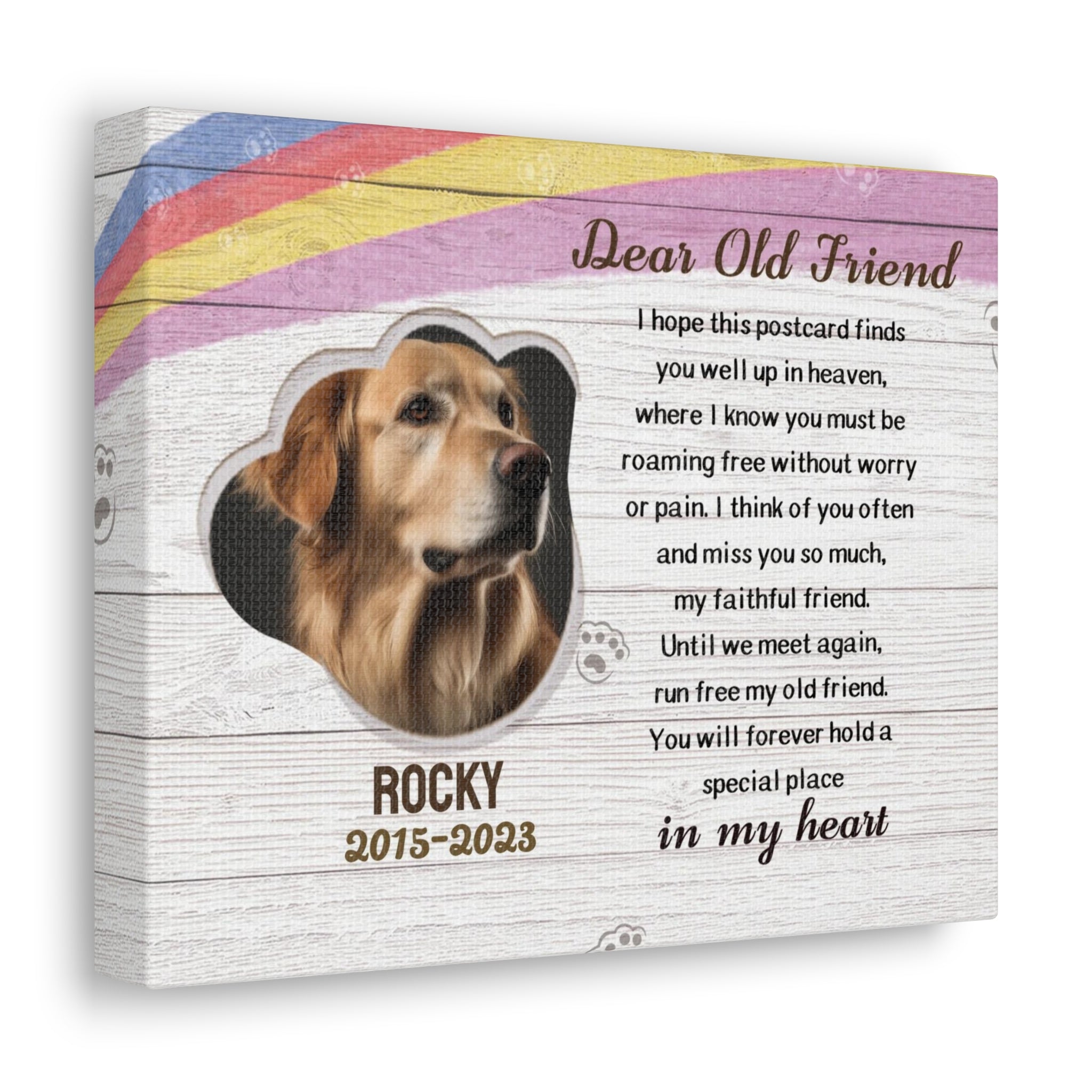Dear Old Friend - Personalized Canvas Print Pet Memorial