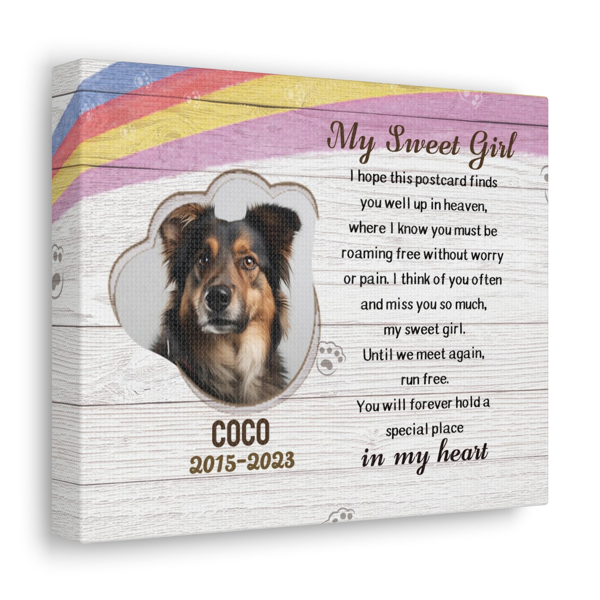 My Sweet Girl - Personalized Canvas Print Pet Memorial