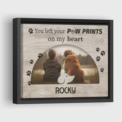 Left Your Paw Prints On My Heart - Personalized Canvas Print Pet Memorial