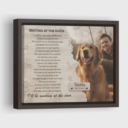 Waiting at the door, V3 - Personalized Canvas Print Pet Memorial