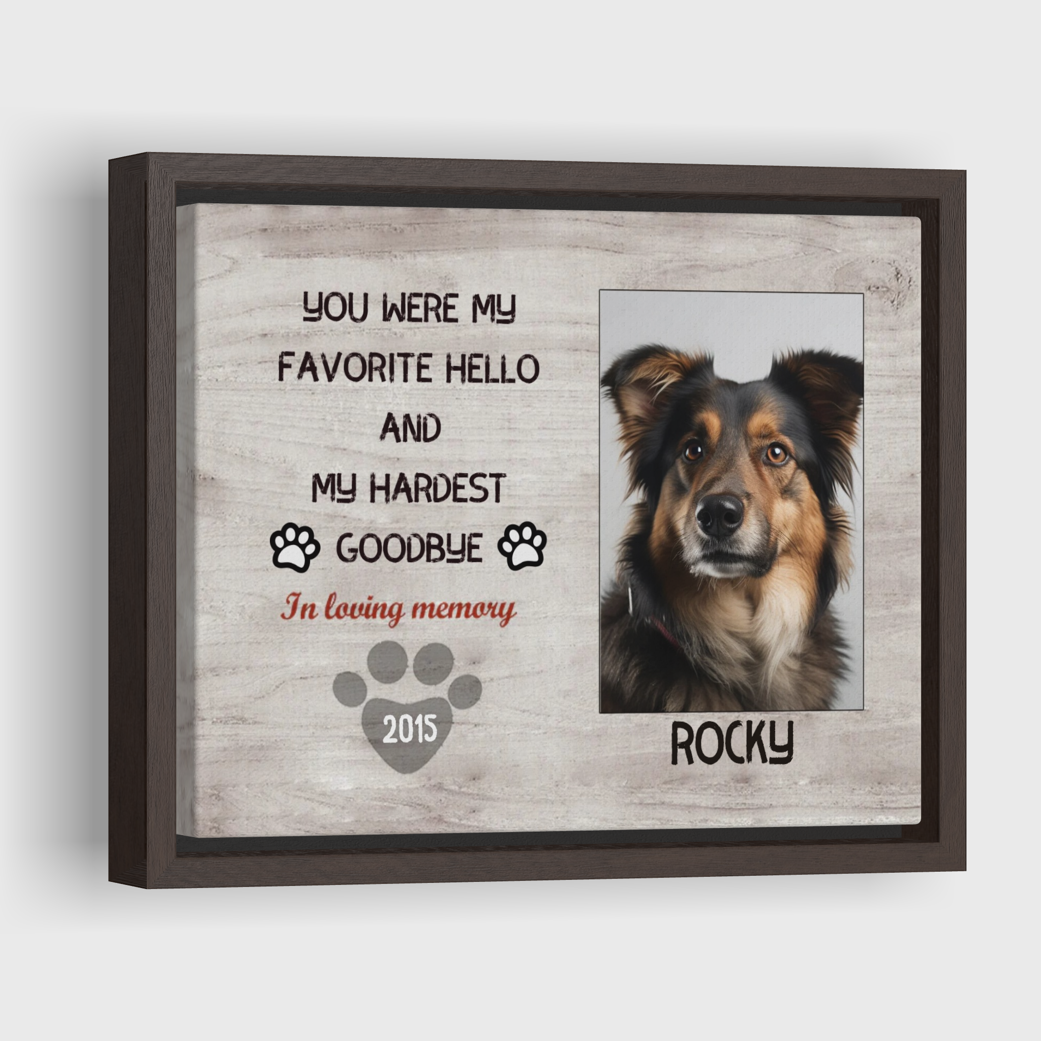 My Hardest Goodbye, Hang and Place - Personalized Pet Memorial Print