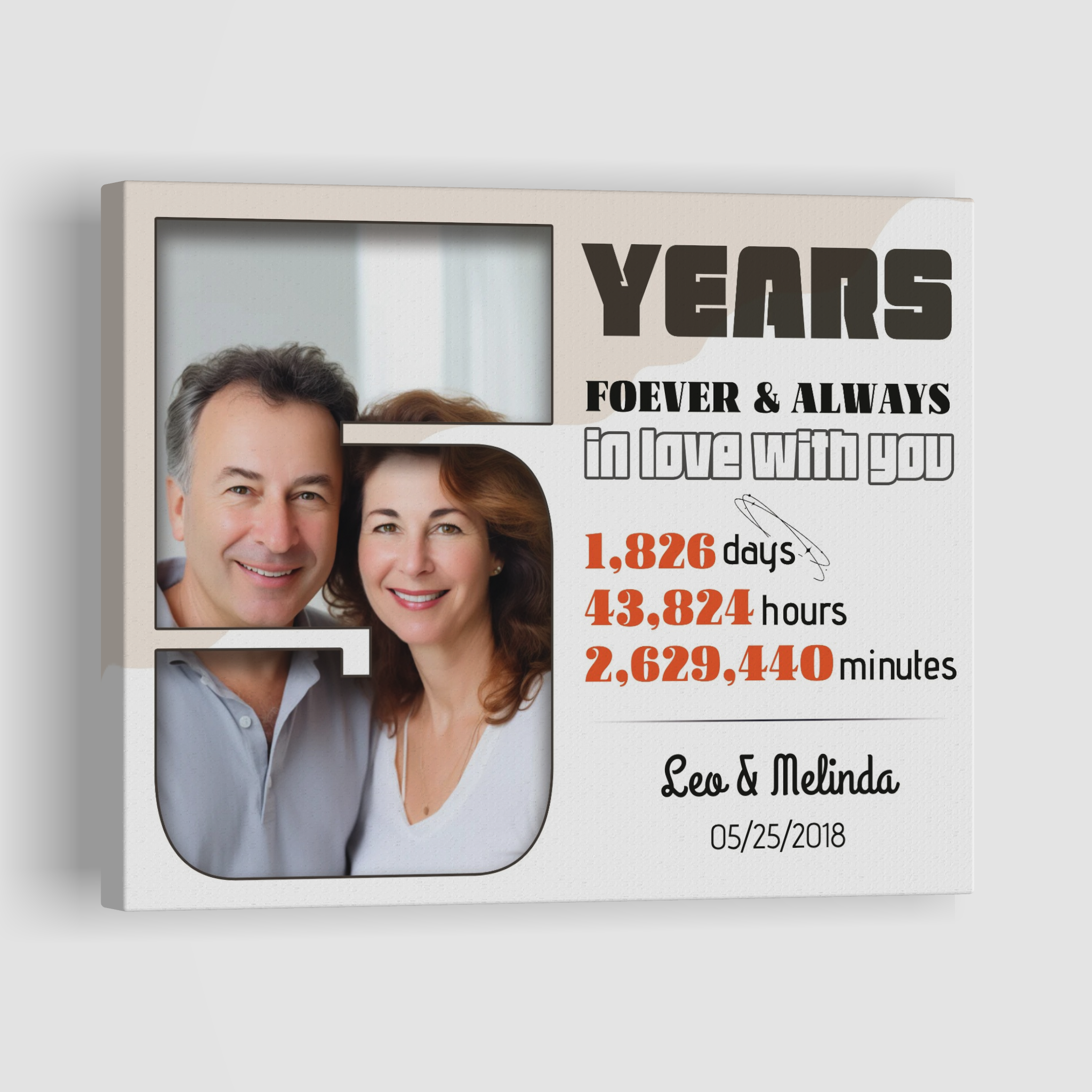 Forever and Always - 5 Year Anniversary Canvas Print
