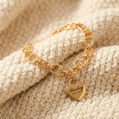 Personalized Pet Memorial Bracelet - Custom Photo Engraved Jewelry