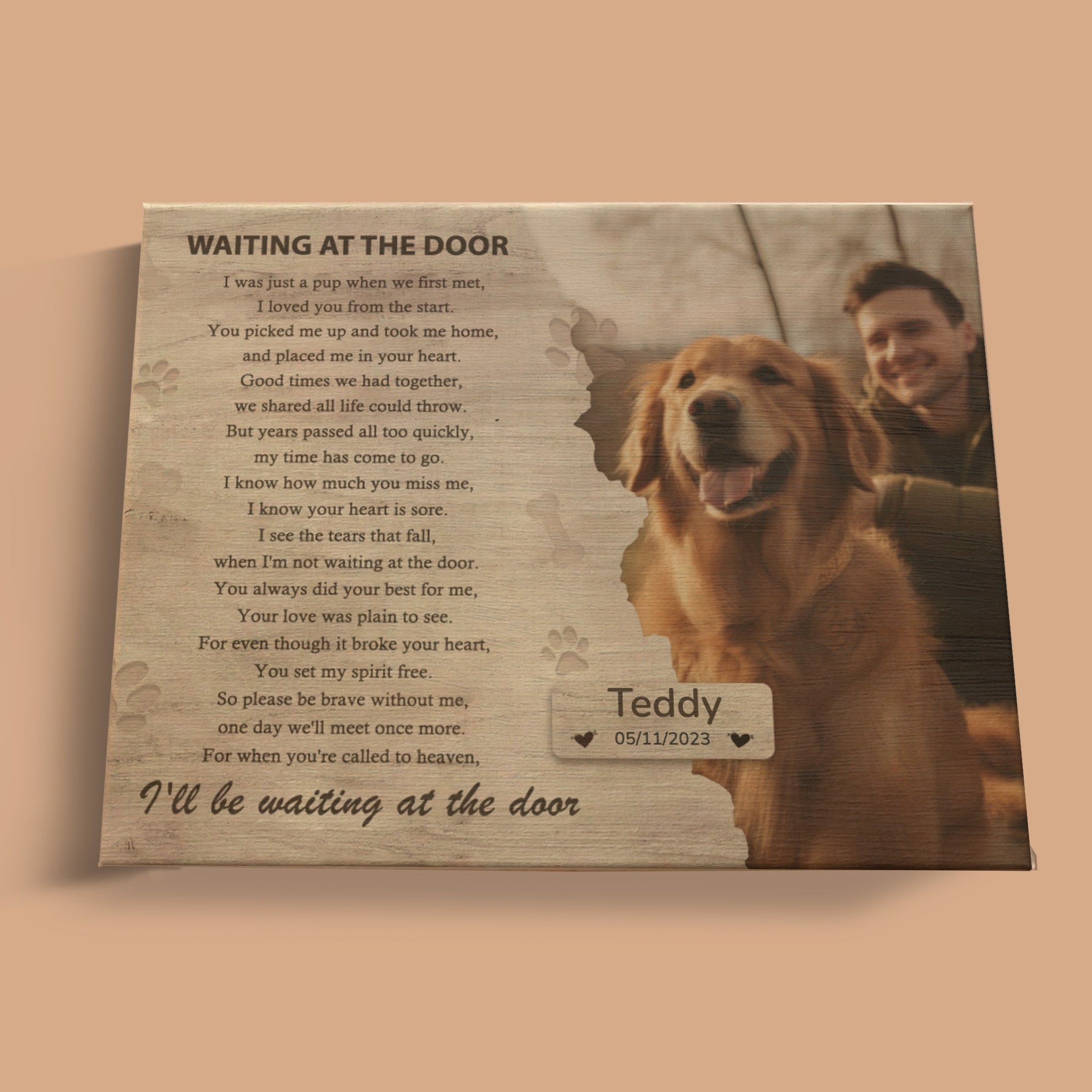 Waiting at the door, V3 - Personalized Canvas Print Pet Memorial