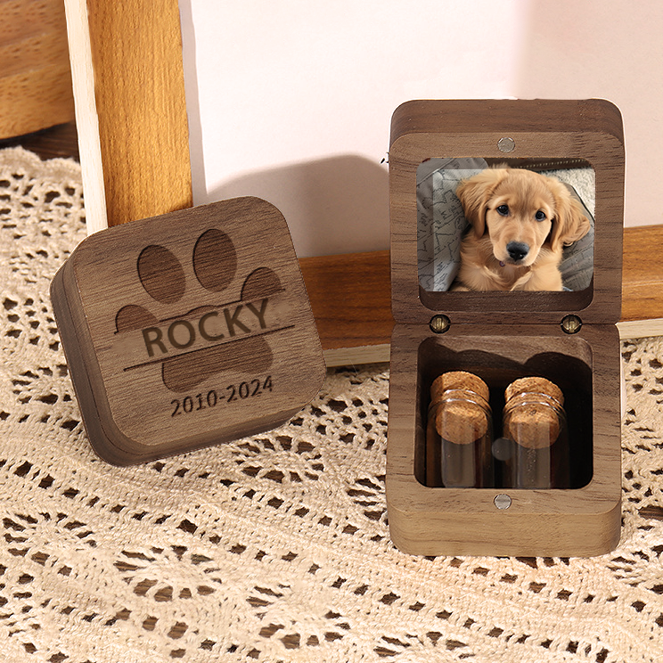 Custom Wooden Pet fur Keepsake, Wooden Pet Ashes Box, Personalized Pet Loss Sympathy Gift, Dog Memorial, Cat Keepsake Gift, Pet Loss Gifts