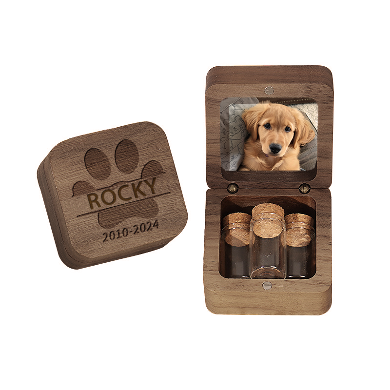 Custom Wooden Pet fur Keepsake, Wooden Pet Ashes Box, Personalized Pet Loss Sympathy Gift, Dog Memorial, Cat Keepsake Gift, Pet Loss Gifts